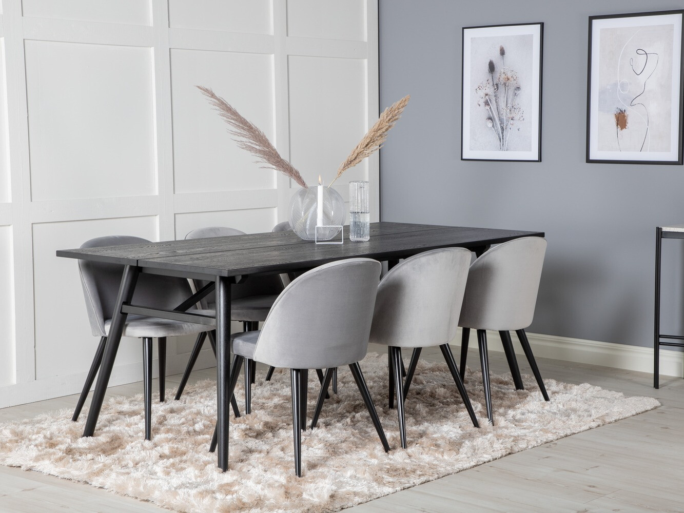 Conjunto de mesas y sillas para comedor Dallas 1676 (Gris + Negro)