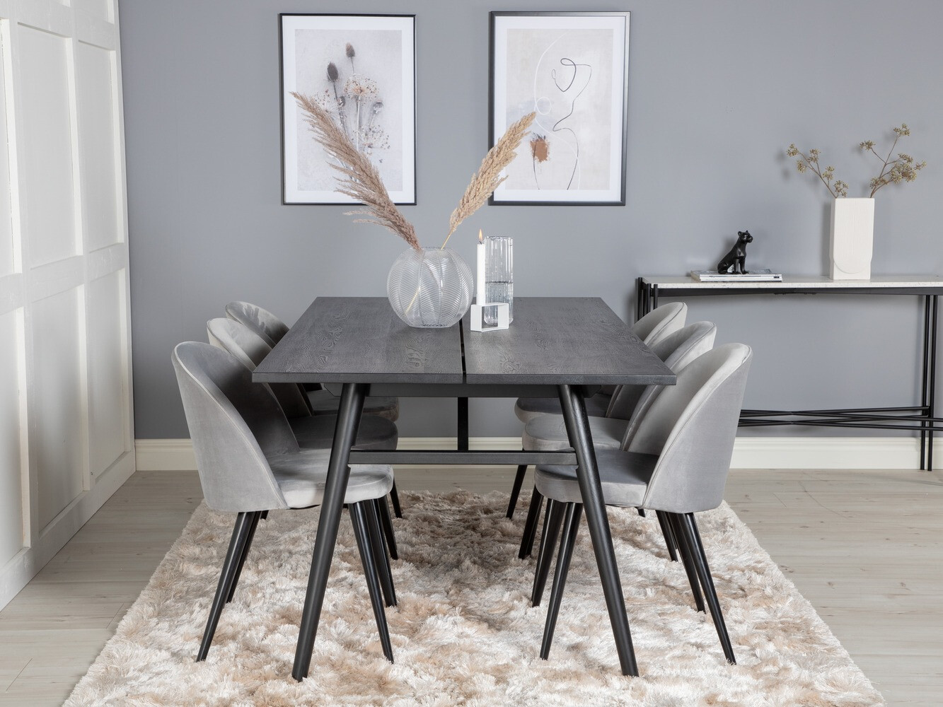 Conjunto de mesas y sillas para comedor Dallas 1676 (Gris + Negro)