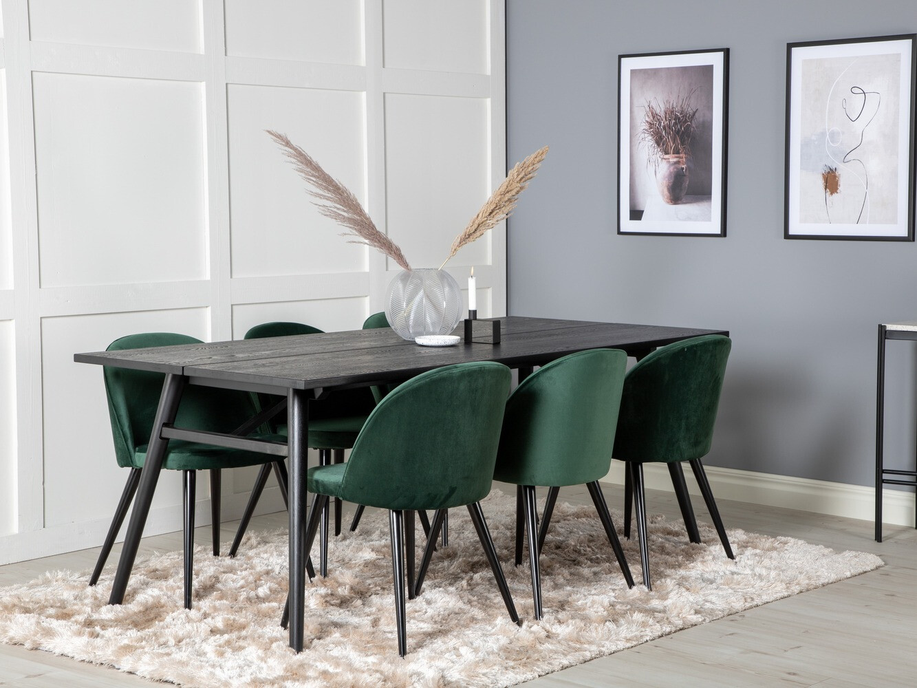 Conjunto de mesas y sillas para comedor Dallas 1676 (Verde + Negro)