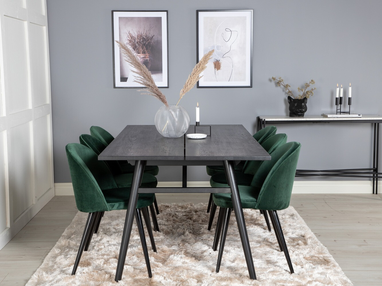 Conjunto de mesas y sillas para comedor Dallas 1676 (Verde + Negro)