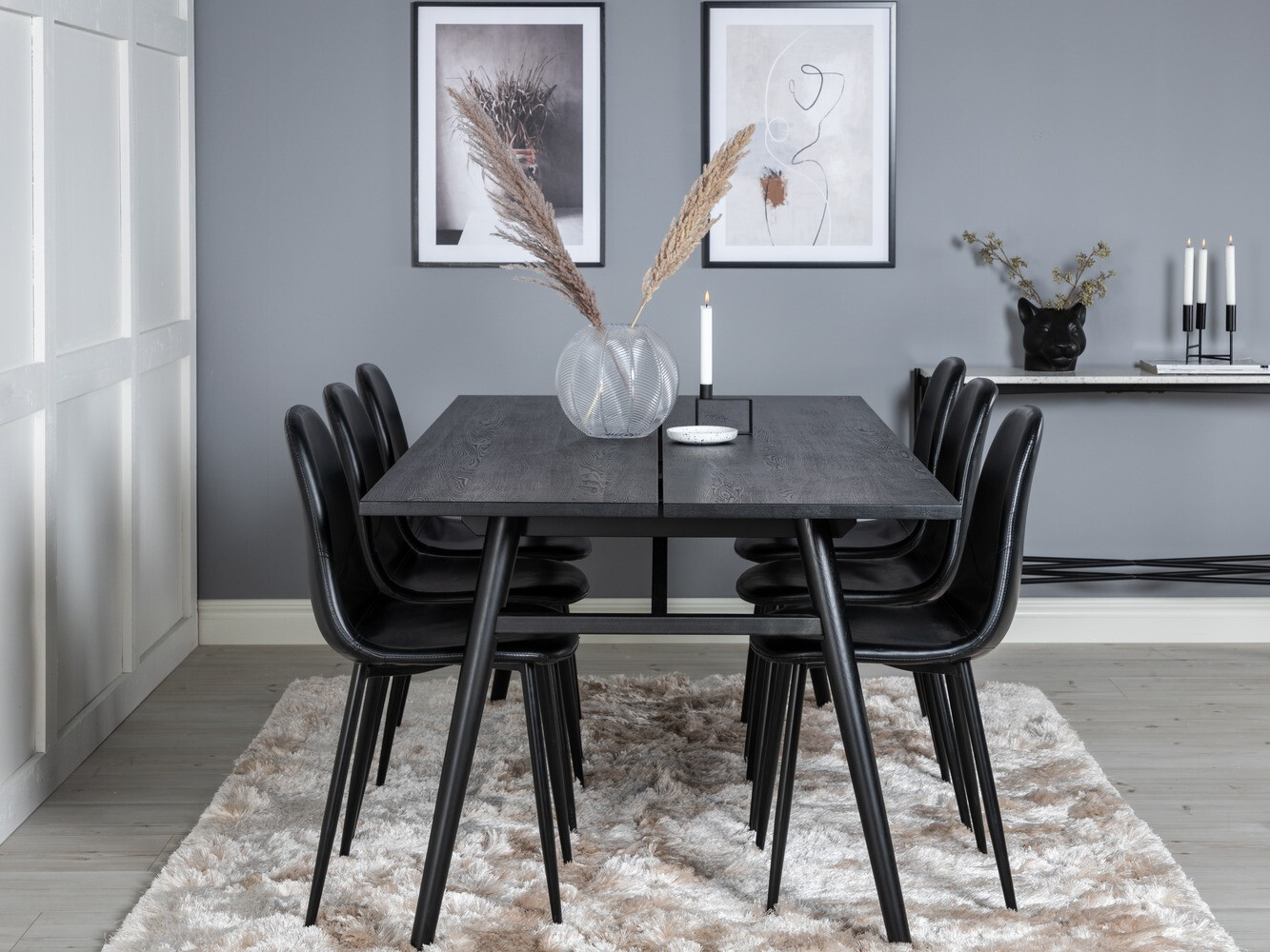 Conjunto de mesas y sillas para comedor Dallas 1681 (Negro)