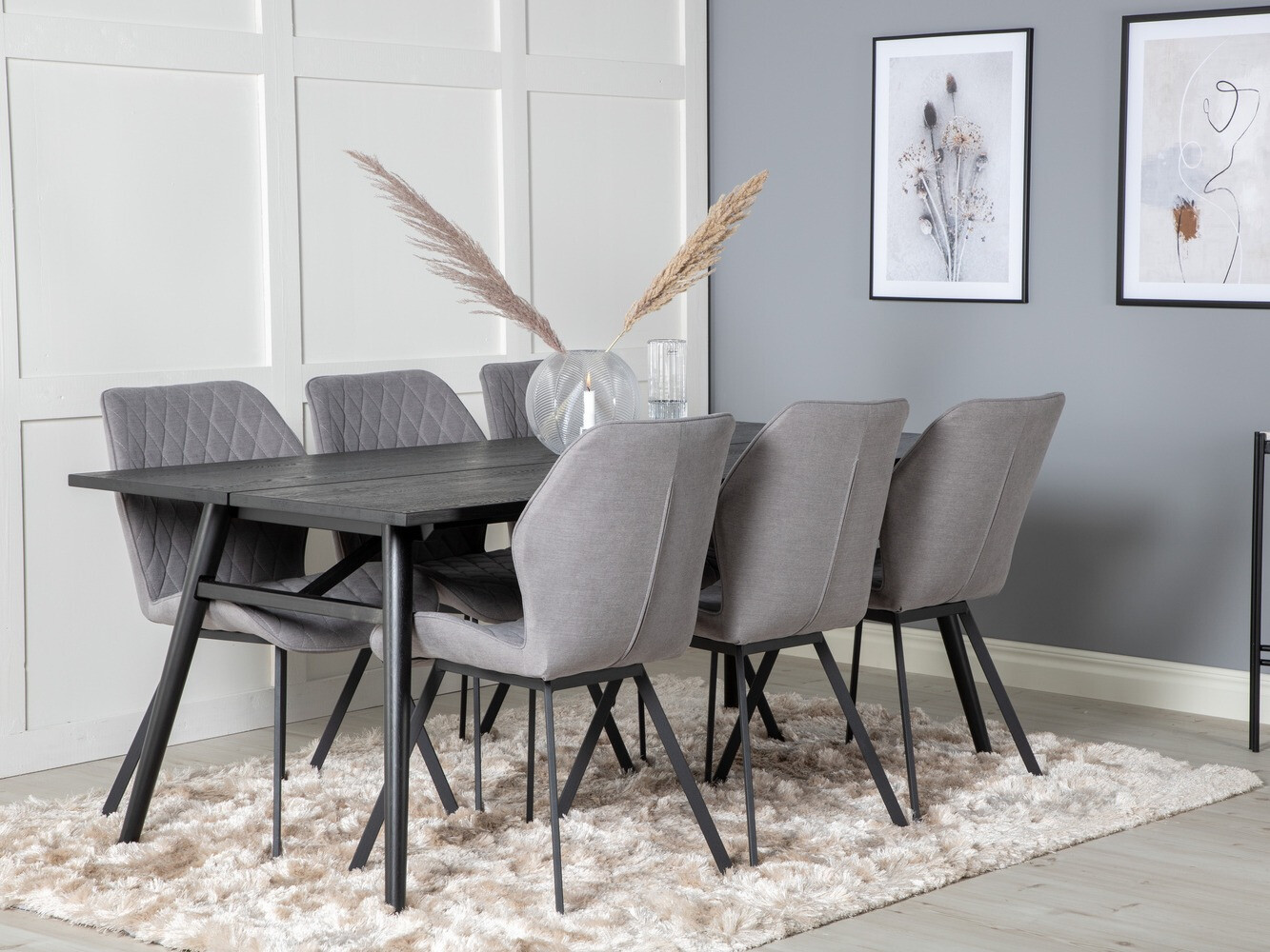Conjunto de mesas y sillas para comedor Dallas 1686 (Gris + Negro)
