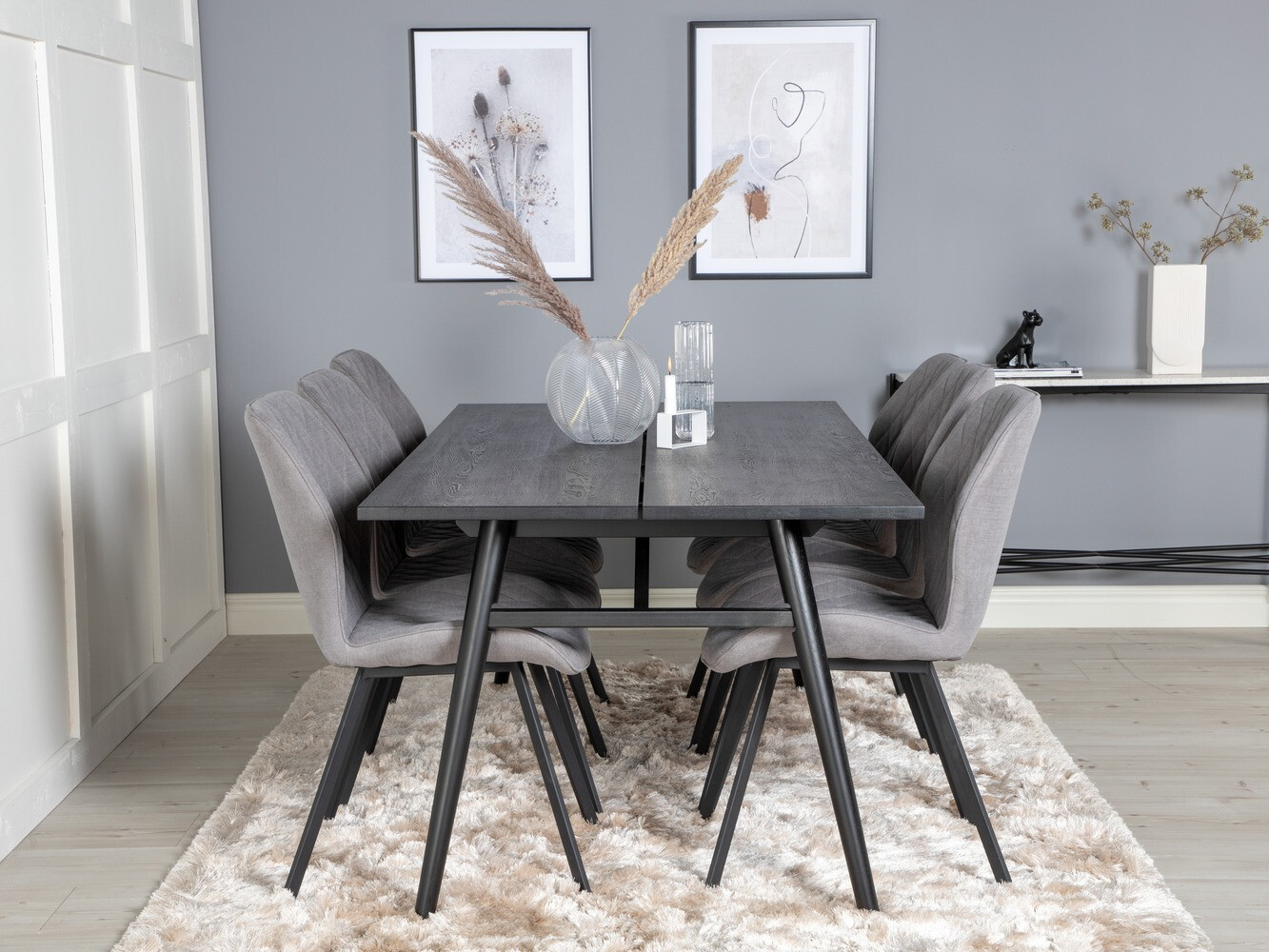 Conjunto de mesas y sillas para comedor Dallas 1686 (Gris + Negro)
