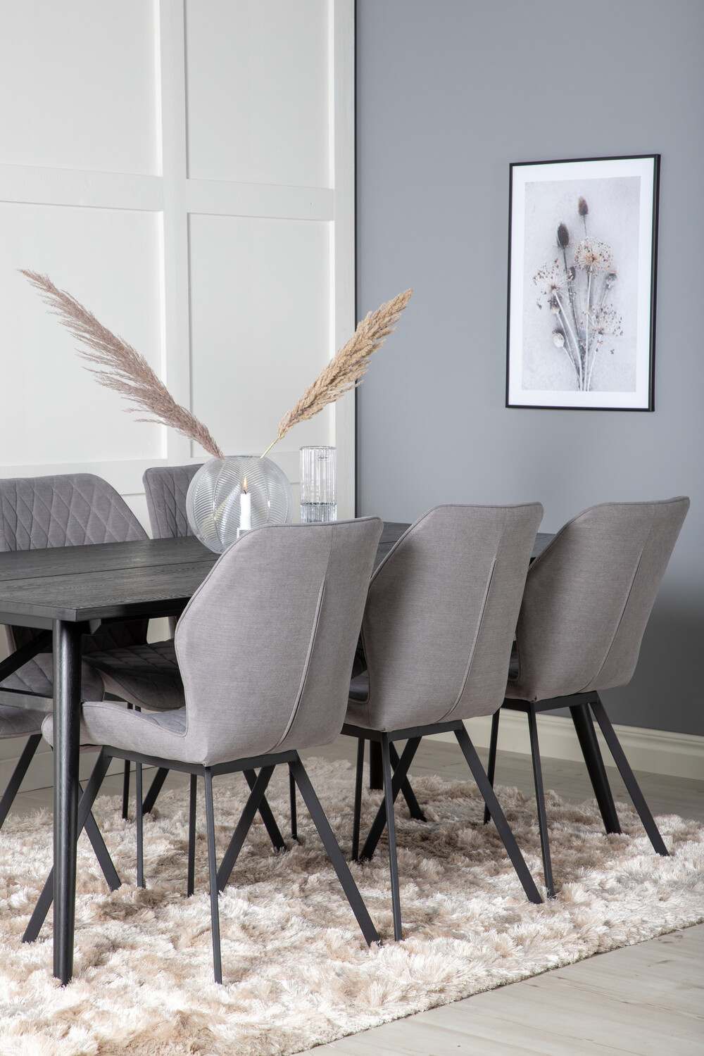 Conjunto de mesas y sillas para comedor Dallas 1686 (Gris + Negro)