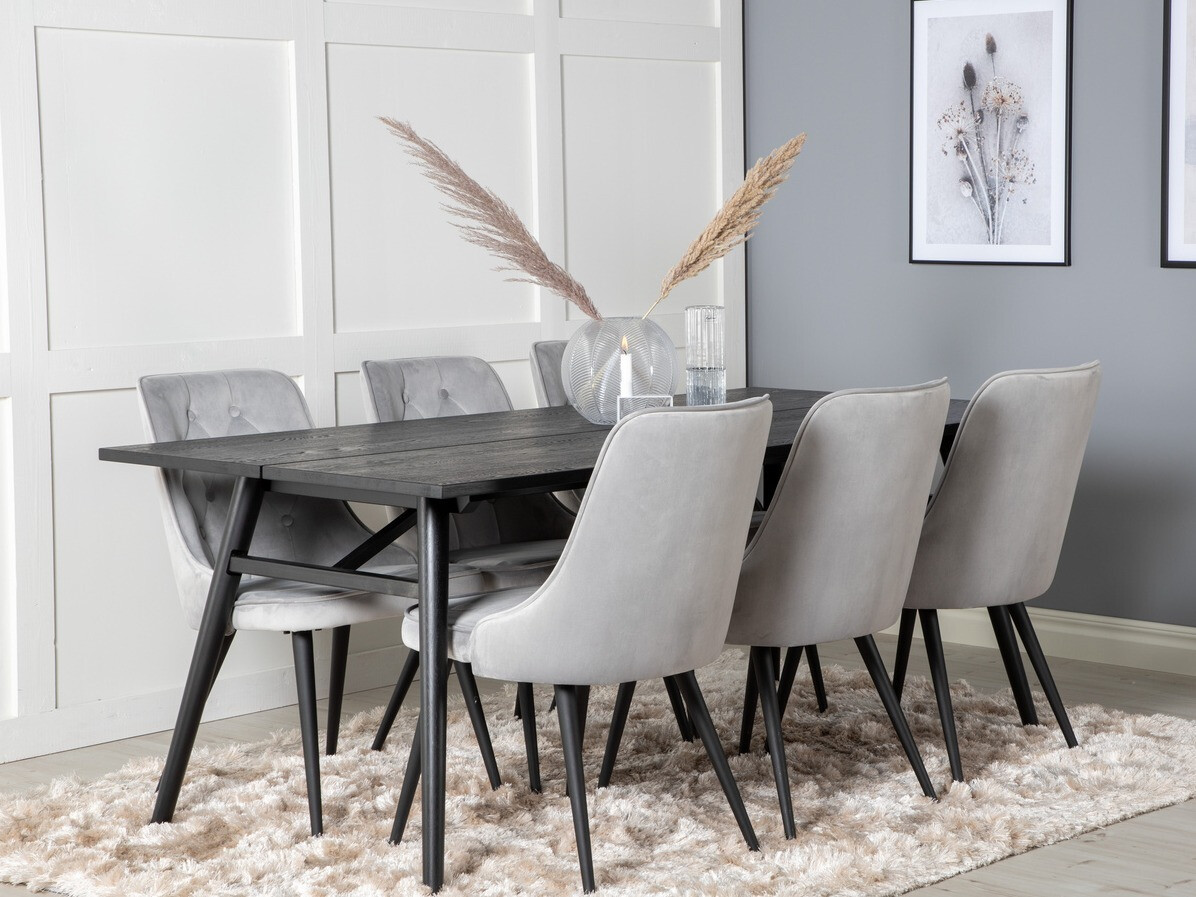 Conjunto de mesas y sillas para comedor Dallas 1780 (Negro + Gris claro)