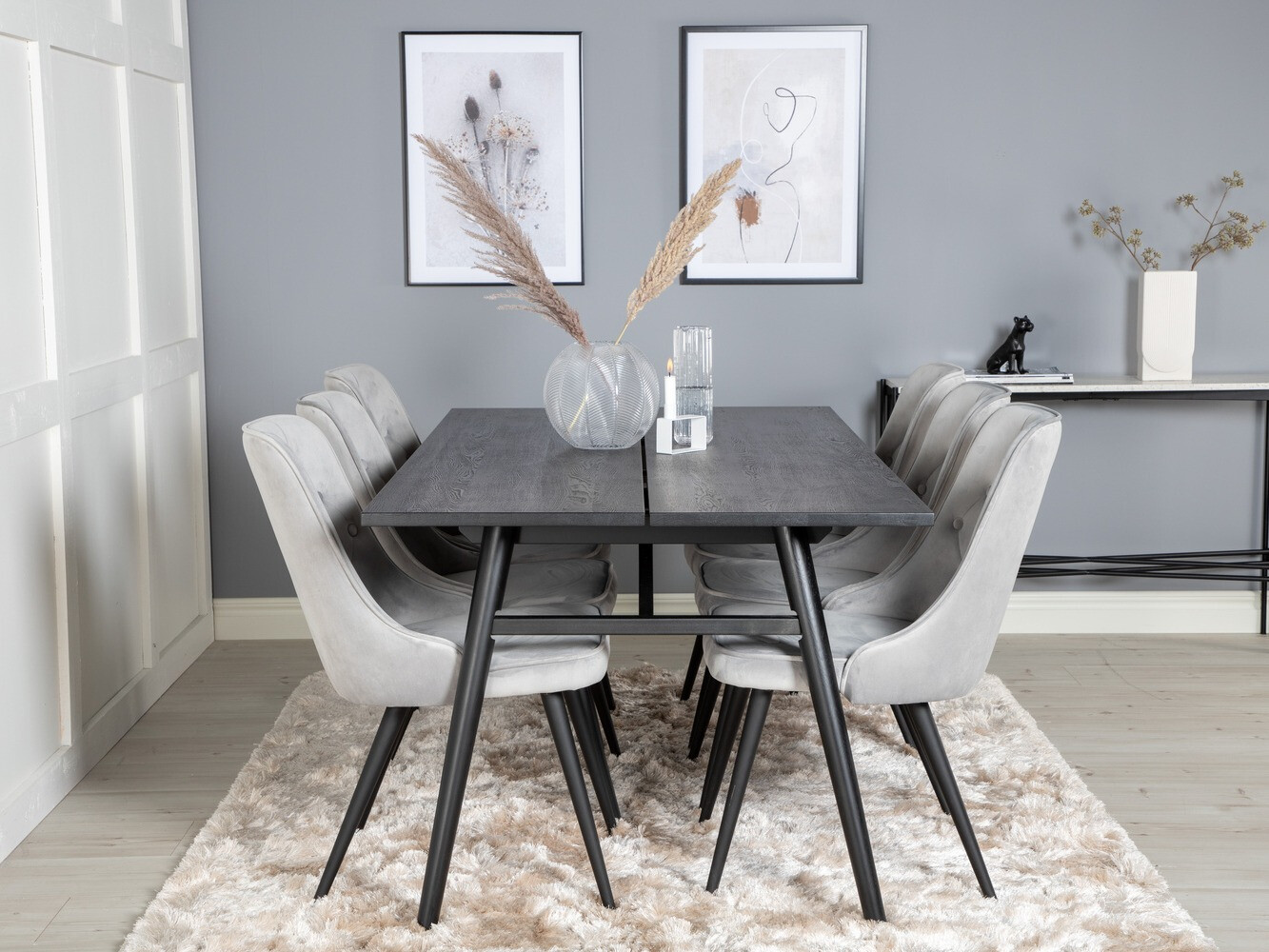 Conjunto de mesas y sillas para comedor Dallas 1780 (Negro + Gris claro)