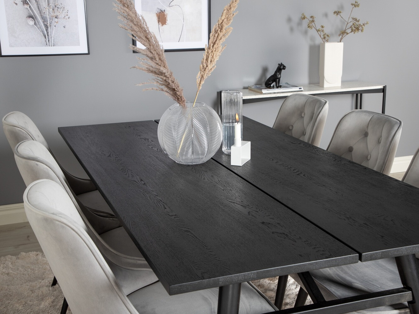 Conjunto de mesas y sillas para comedor Dallas 1780 (Negro + Gris claro)