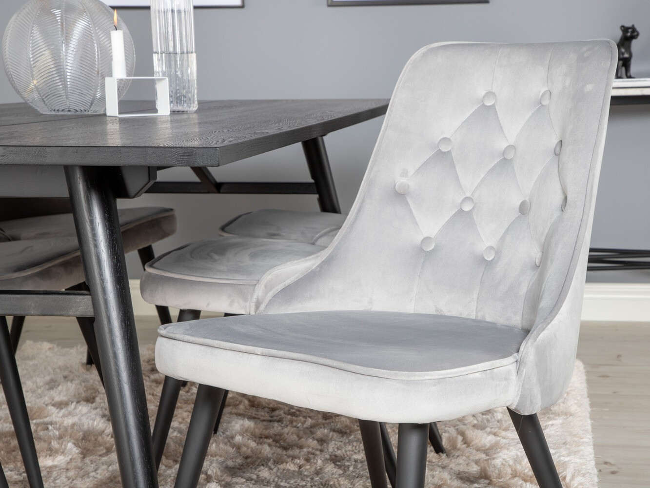 Conjunto de mesas y sillas para comedor Dallas 1780 (Negro + Gris claro)