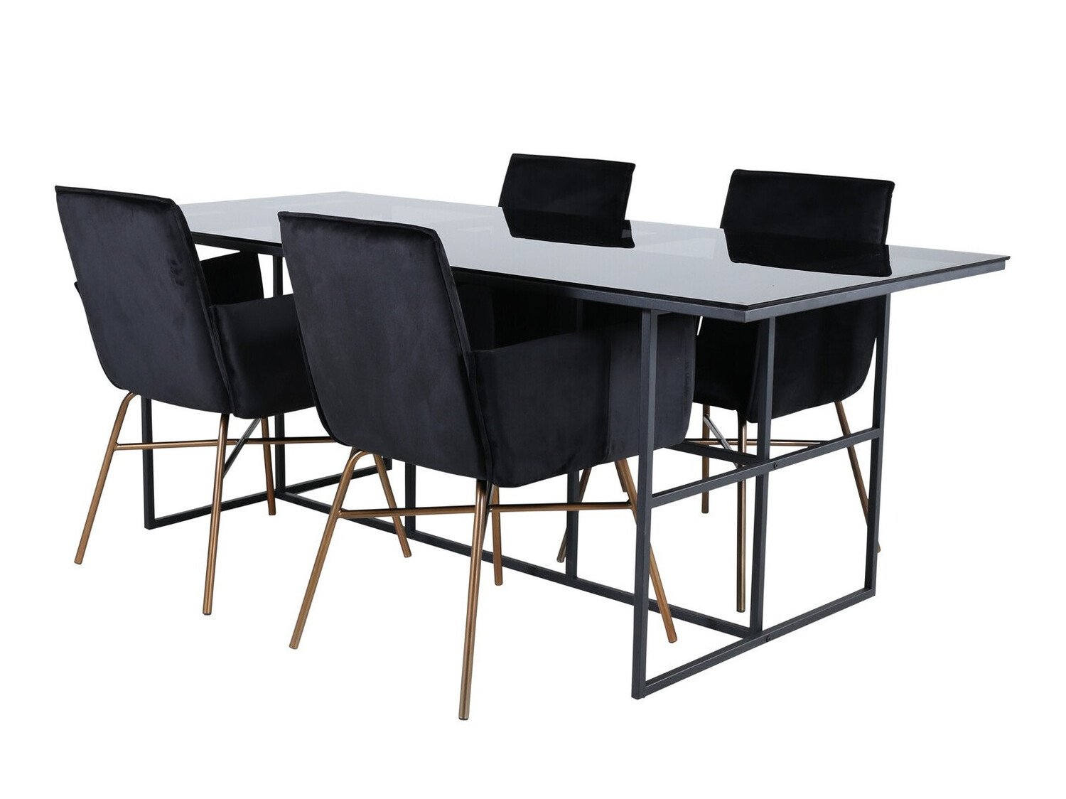 Conjunto de mesas y sillas para comedor Dallas 2650 (Negro + Latón)