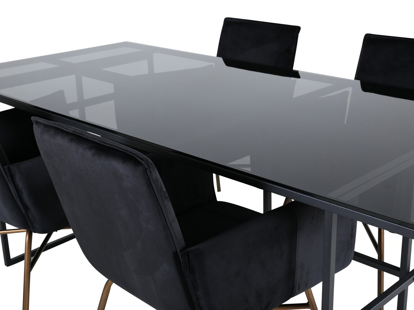 Conjunto de mesas y sillas para comedor Dallas 2650 (Negro + Latón)