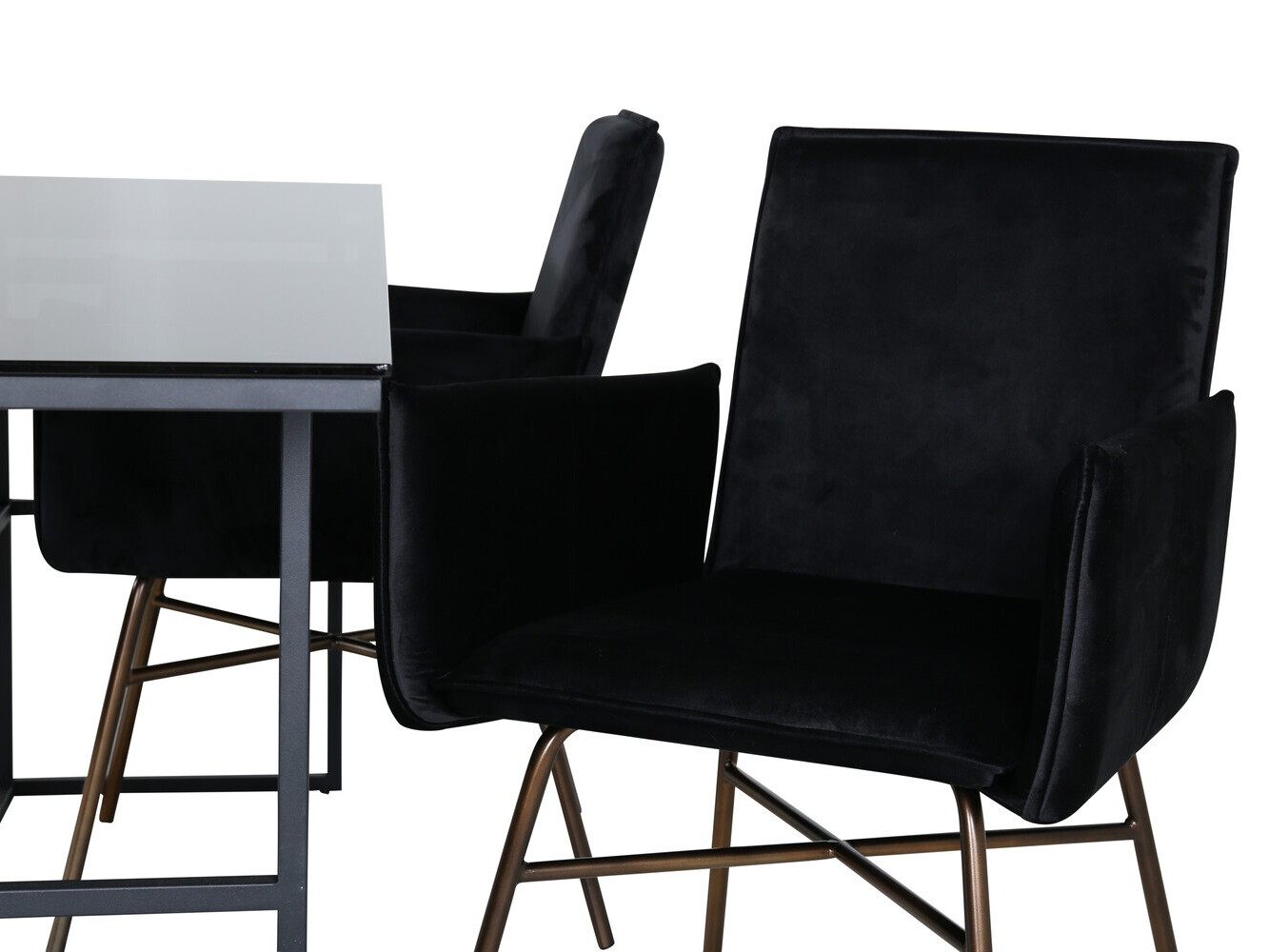 Conjunto de mesas y sillas para comedor Dallas 2650 (Negro + Latón)