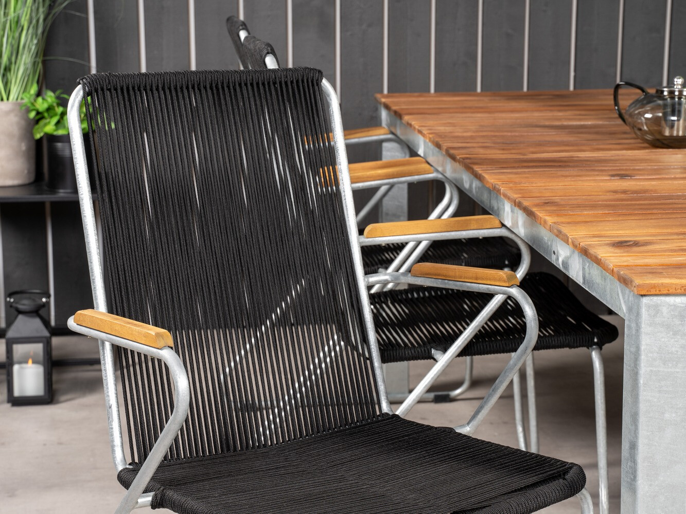 Silla de exterior Dallas 3463 (Negro + Plata)