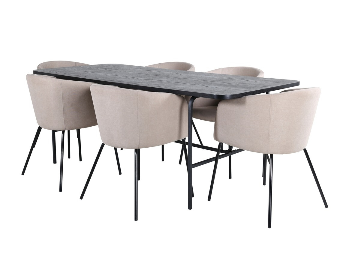 Conjunto de mesas y sillas para comedor Dallas 2794 (Beige + Negro)