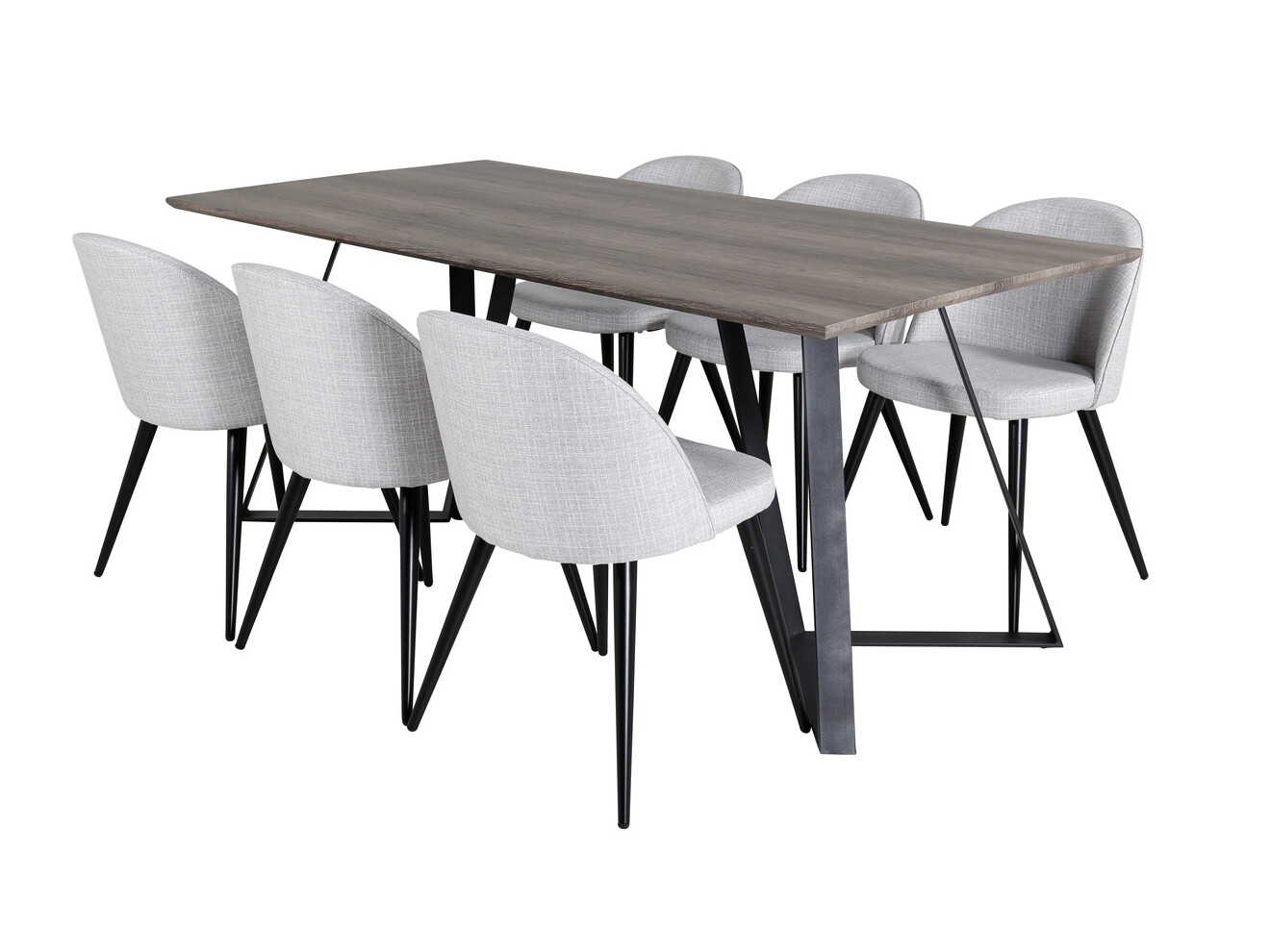 Conjunto de comedor Dallas 340 (Gris claro + Negro)