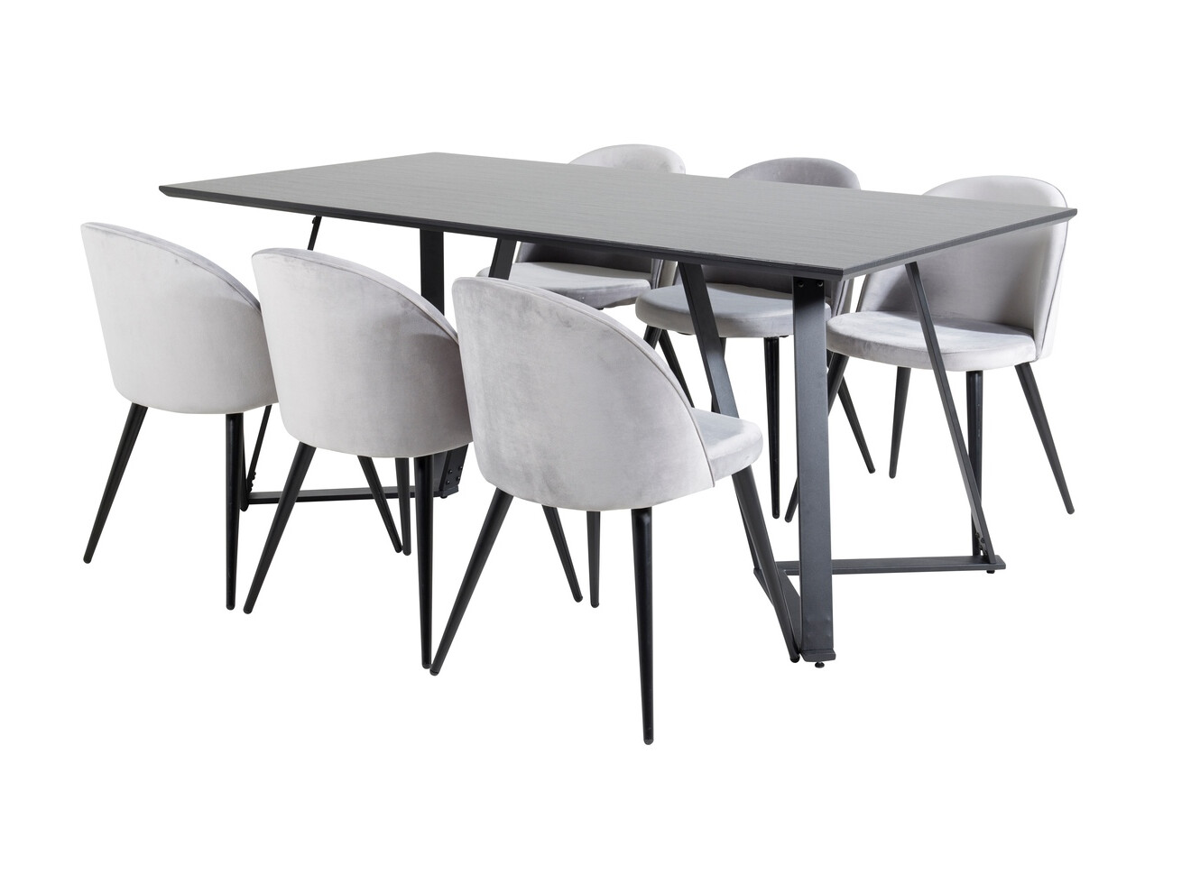 Conjunto de comedor Dallas 360 (Gris + Negro)