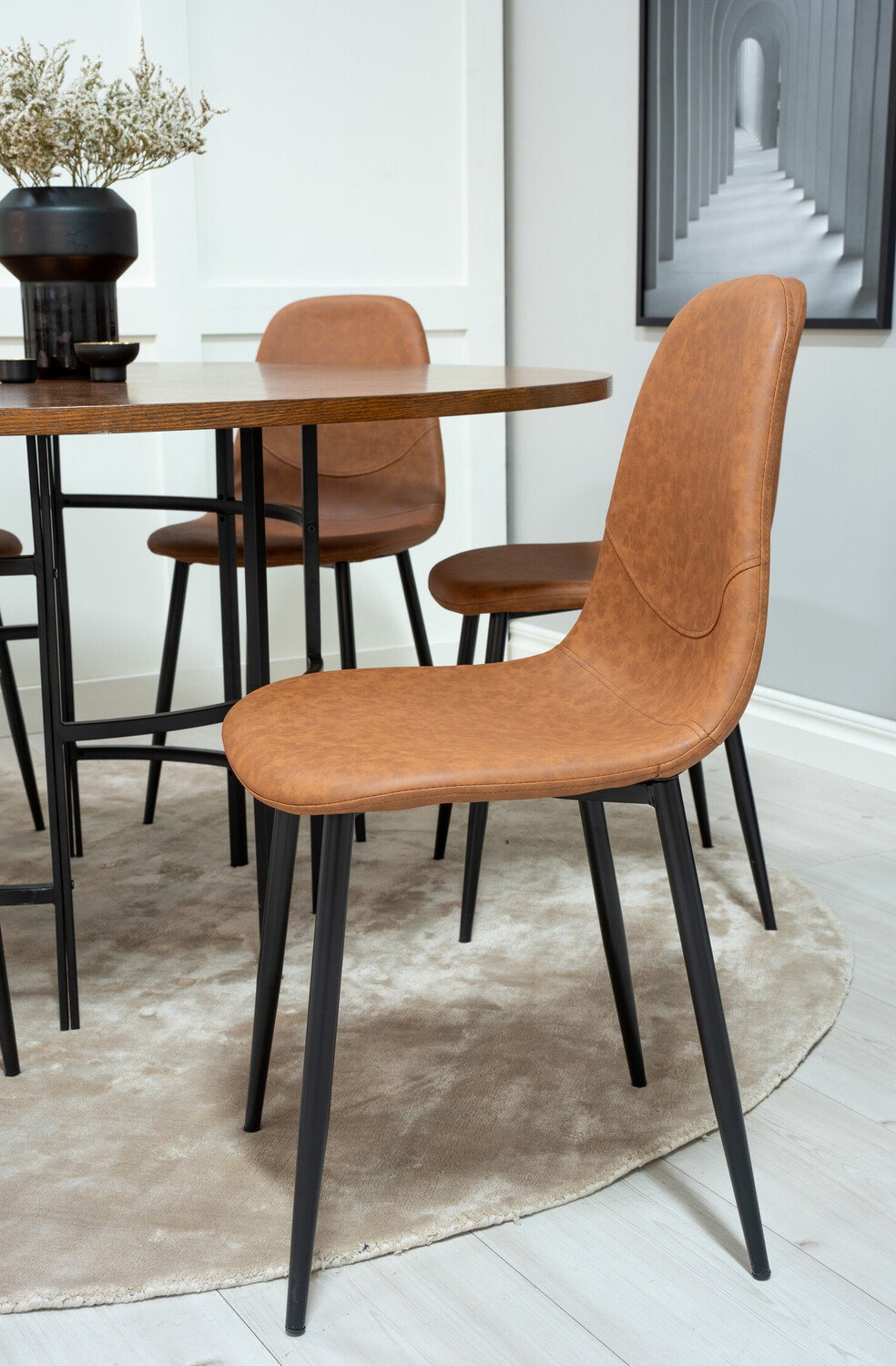 Conjunto de mesas y sillas para comedor Dallas 309 (Marrón + Negro)