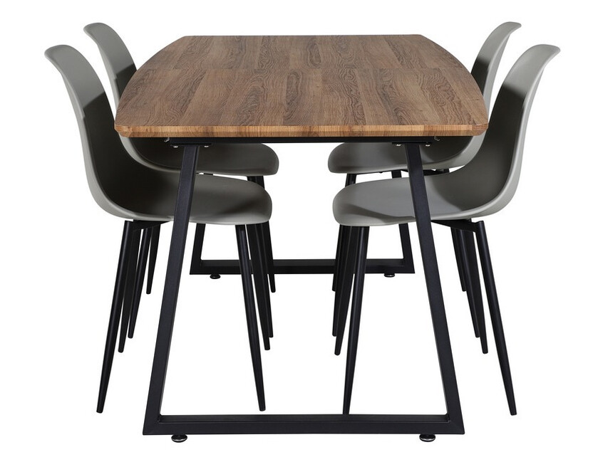 Conjunto de mesas y sillas para comedor Dallas 329 (Gris + Negro)