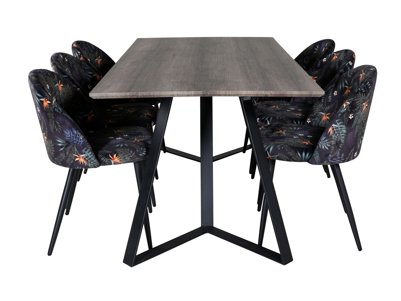 Conjunto de mesas y sillas para comedor Dallas 340 (Patrón floral + Negro)