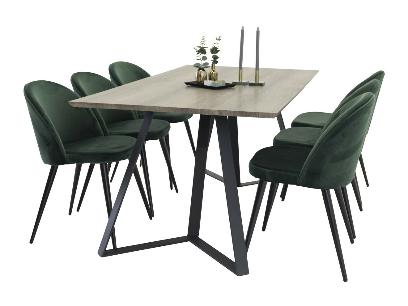 Conjunto de mesas y sillas para comedor Dallas 340 (Verde + Negro)