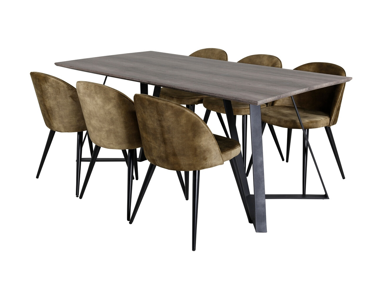 Conjunto de mesas y sillas para comedor Dallas 340 (Verde polvoriento + Negro)