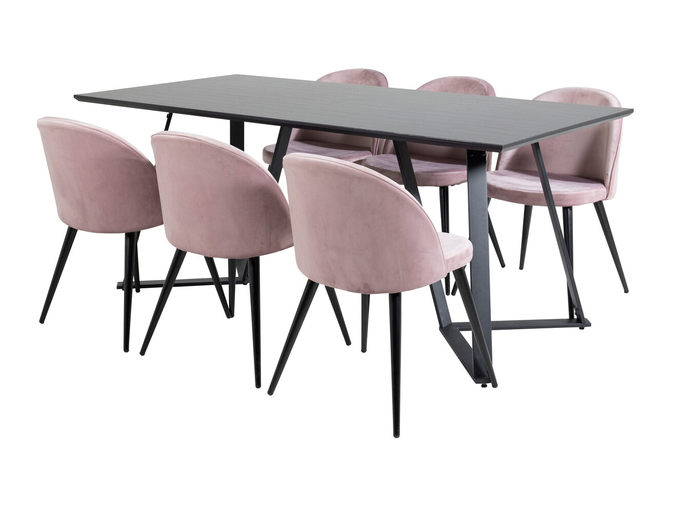 Conjunto de mesas y sillas para comedor Dallas 360 (Rosa + Negro)