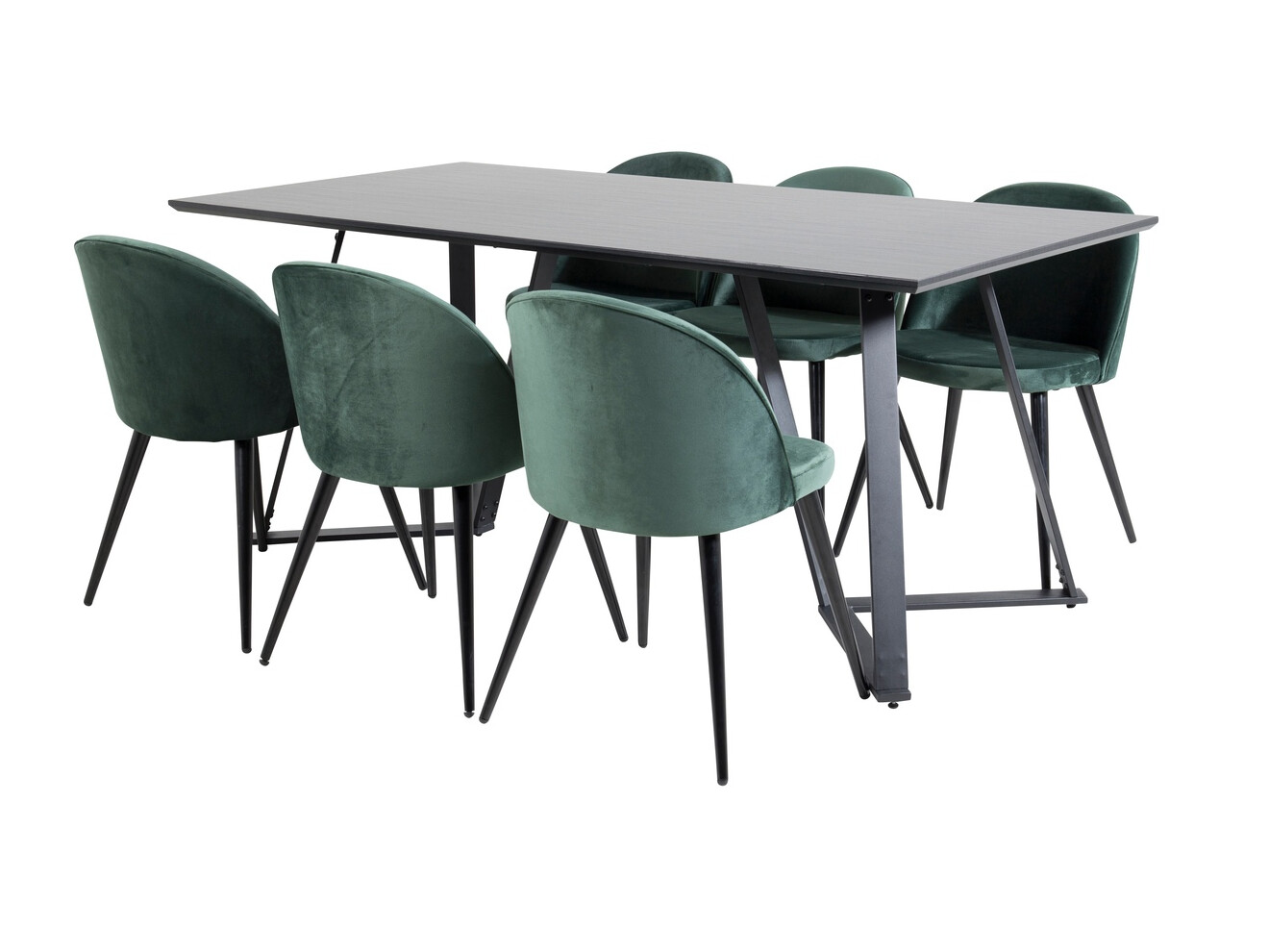 Conjunto de mesas y sillas para comedor Dallas 360 (Verde + Negro)