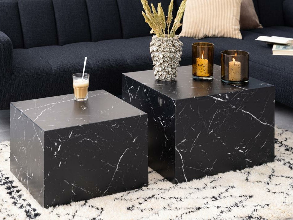 Conjunto mesa de centro Norsica 603 (Mármol negro)