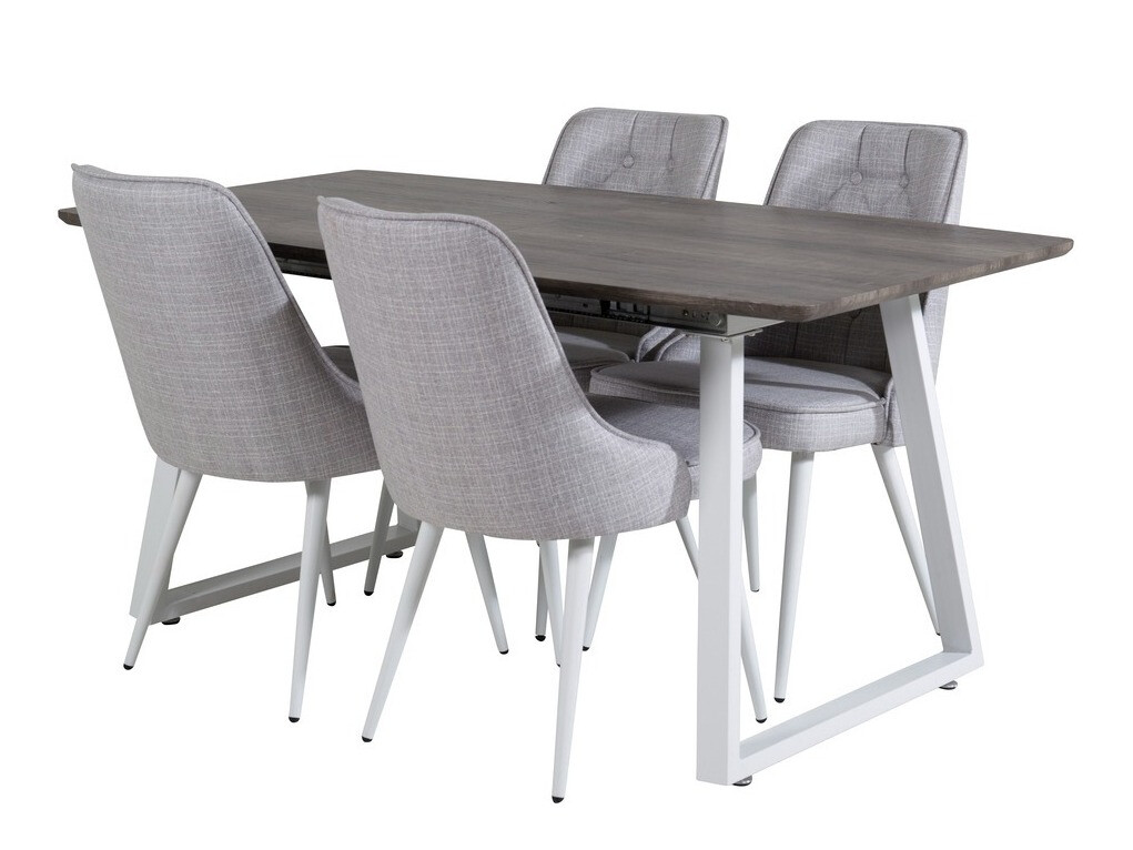 Conjunto de comedor Dallas 1805 (Blanco + Gris claro)