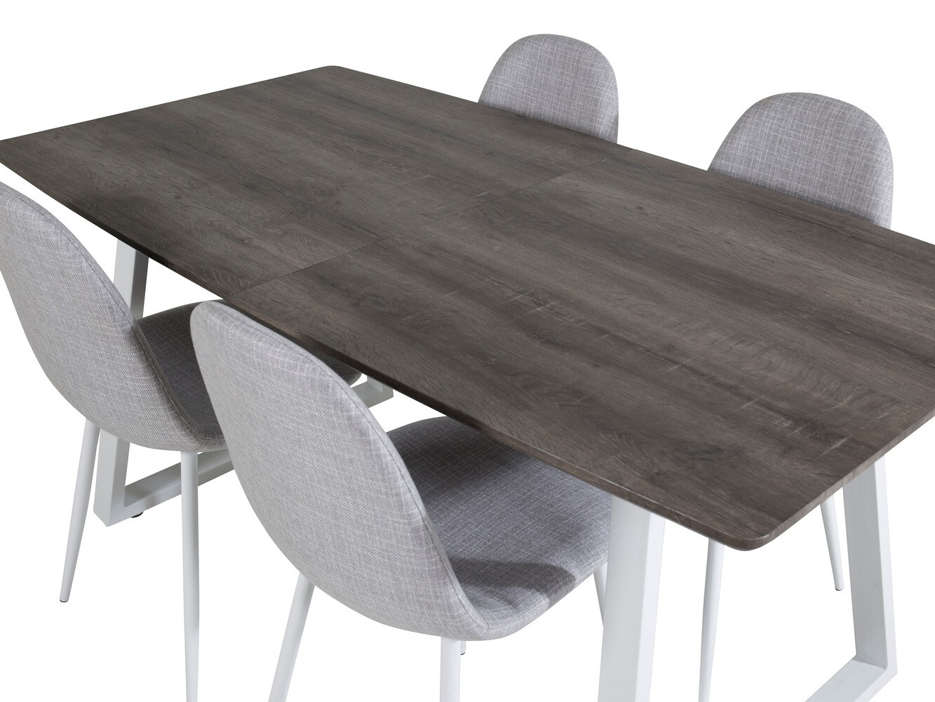 Conjunto de mesas y sillas para comedor Dallas 1979 (Blanco + Gris claro)