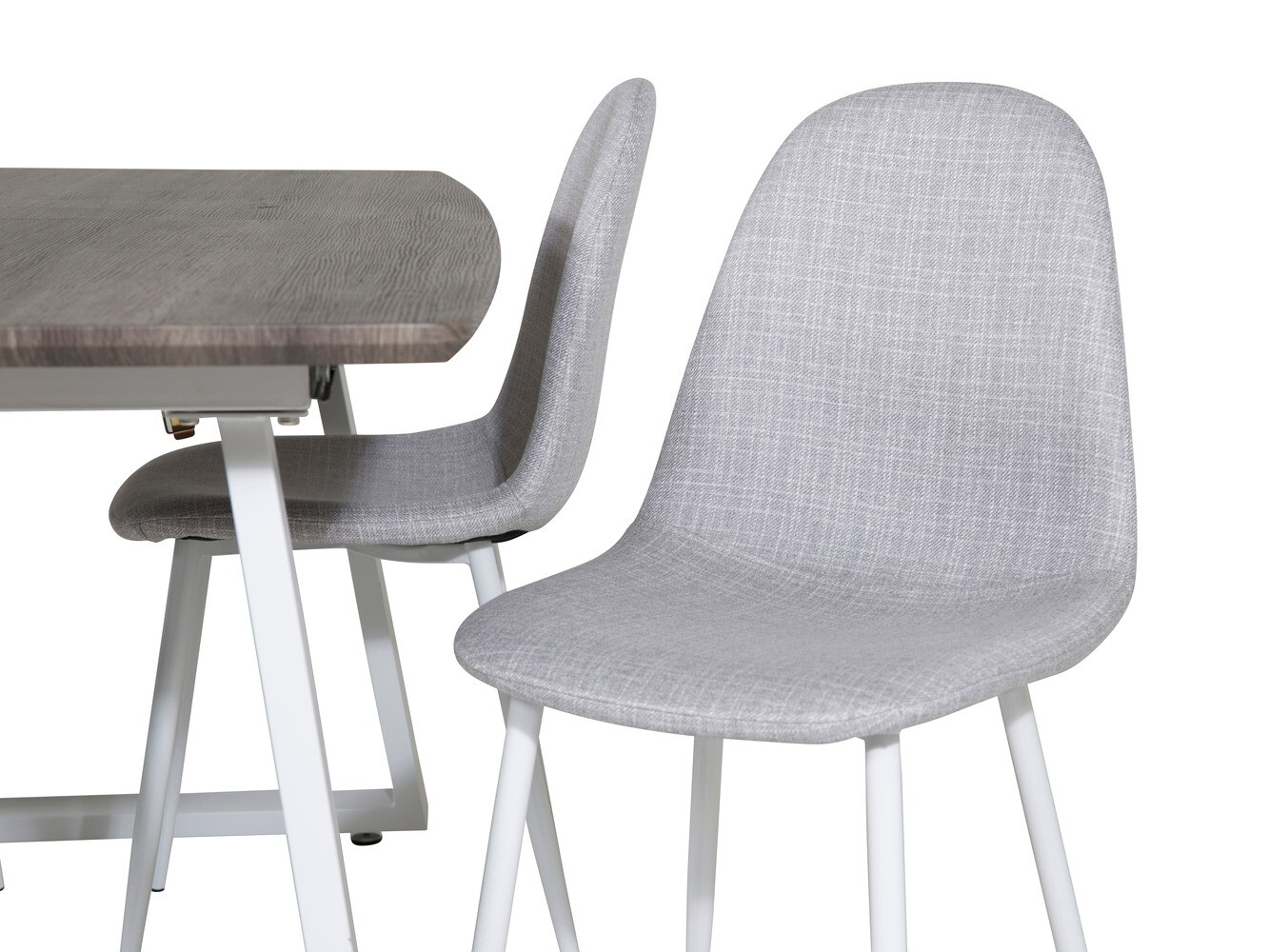 Conjunto de mesas y sillas para comedor Dallas 1979 (Blanco + Gris claro)