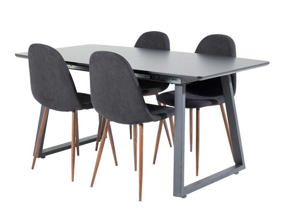 Conjunto de mesas y sillas para comedor Dallas 1983 (Negro + Nogal)