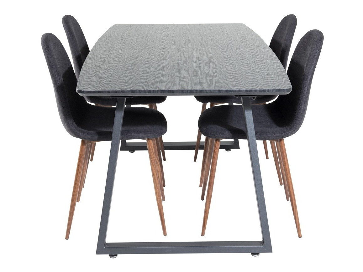 Conjunto de mesas y sillas para comedor Dallas 1983 (Negro + Nogal)