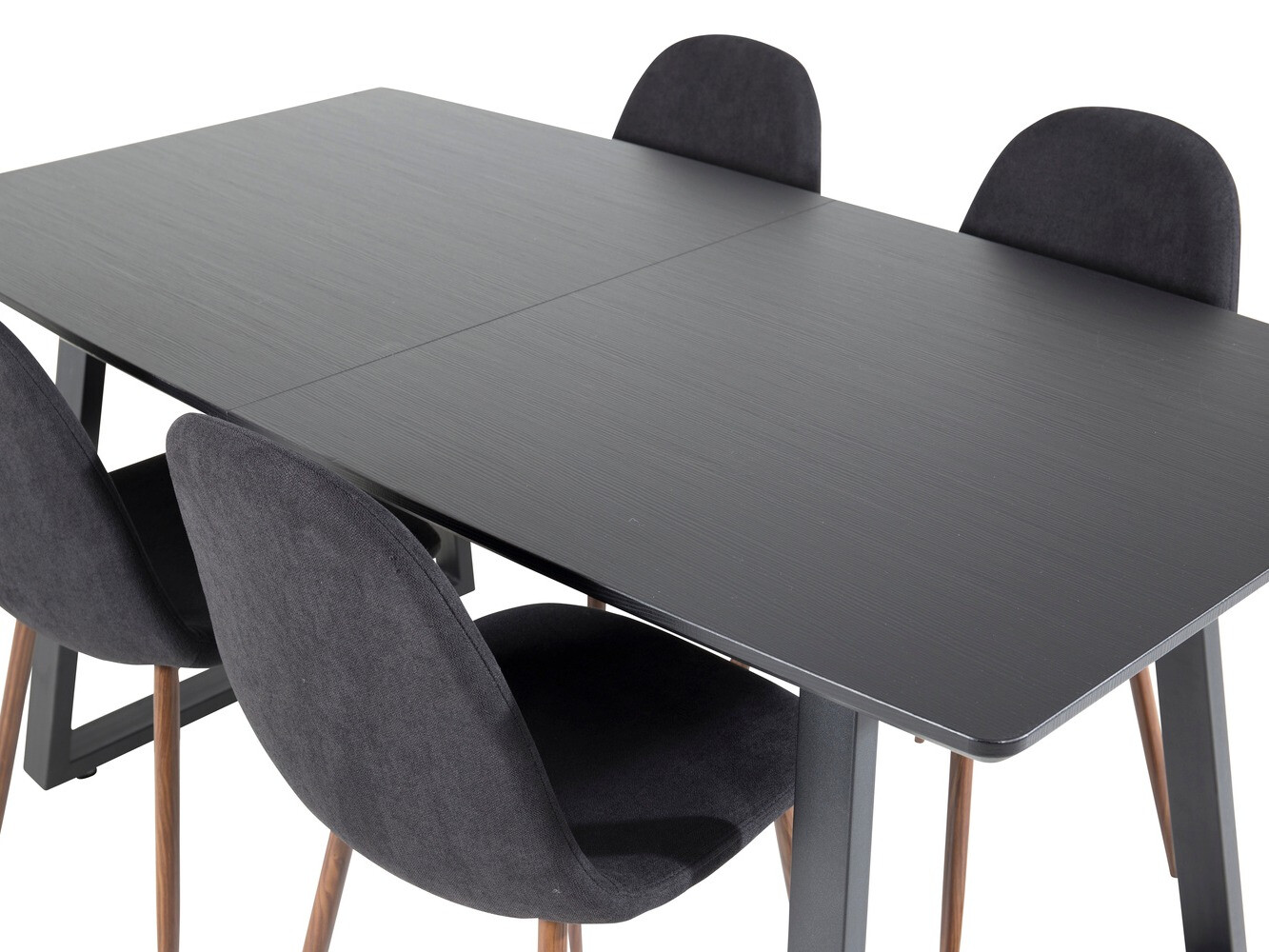 Conjunto de mesas y sillas para comedor Dallas 1983 (Negro + Nogal)