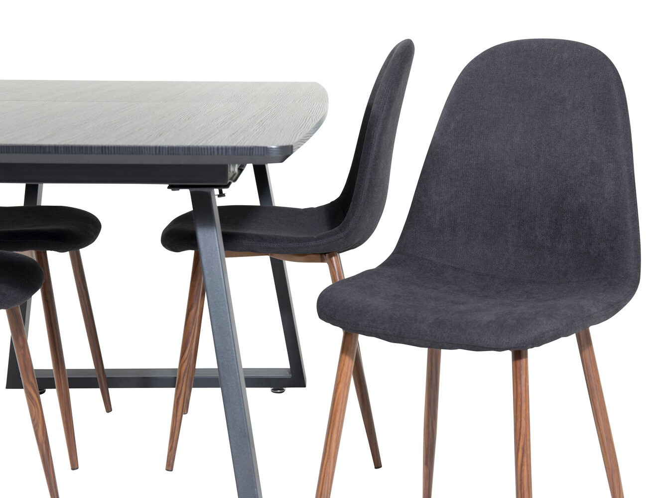 Conjunto de mesas y sillas para comedor Dallas 1983 (Negro + Nogal)