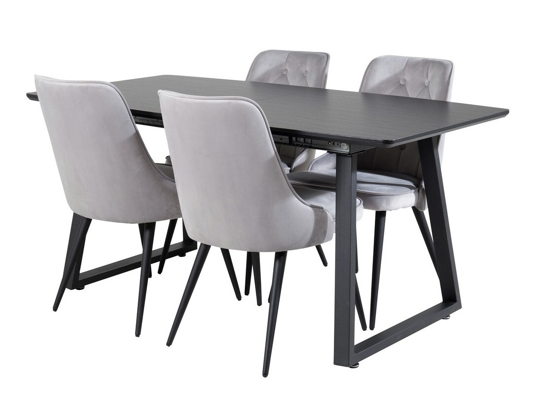 Conjunto de mesas y sillas para comedor Dallas 1993 (Negro + Gris claro)