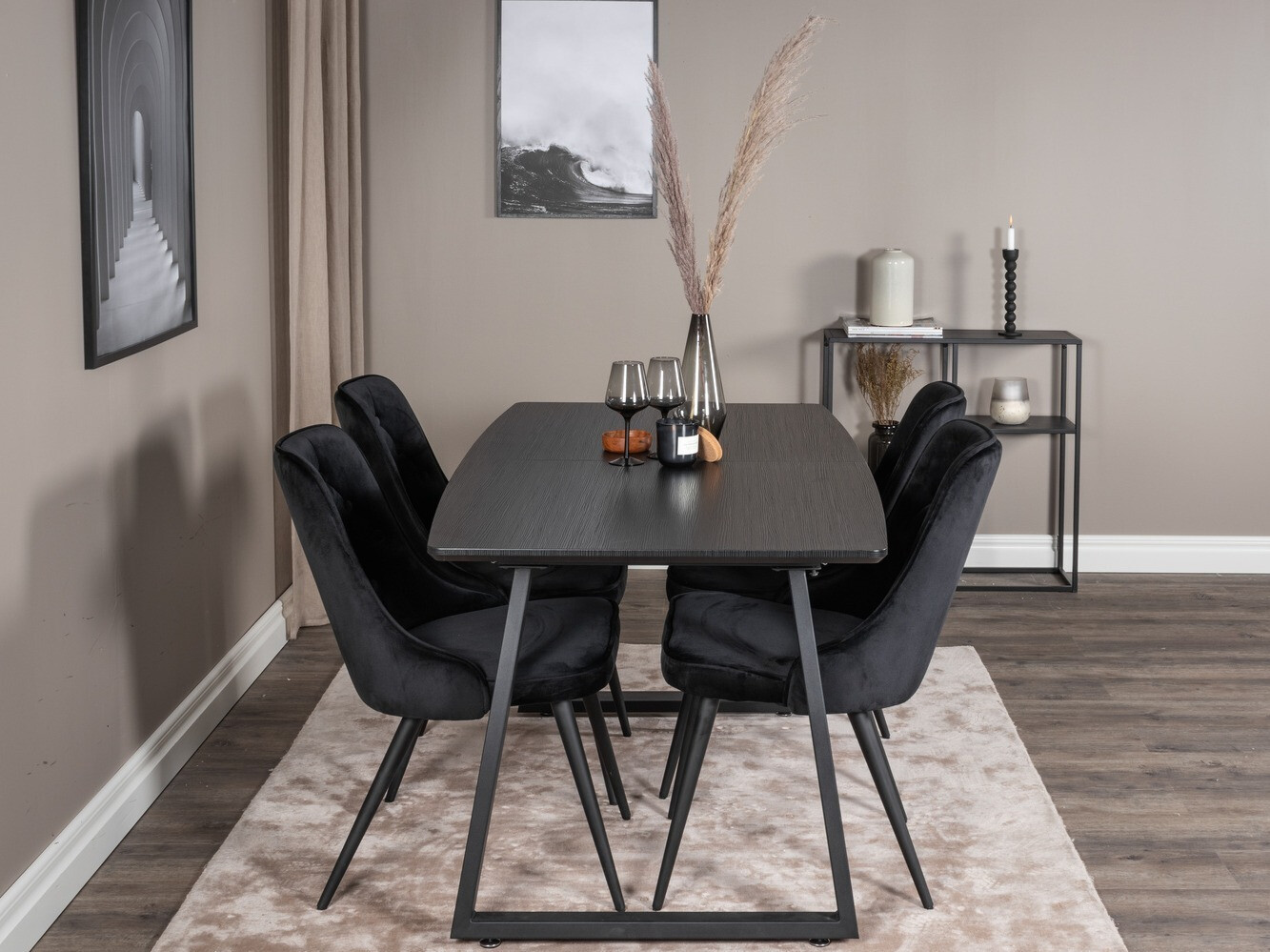 Conjunto de mesas y sillas para comedor Dallas 1993 (Negro)