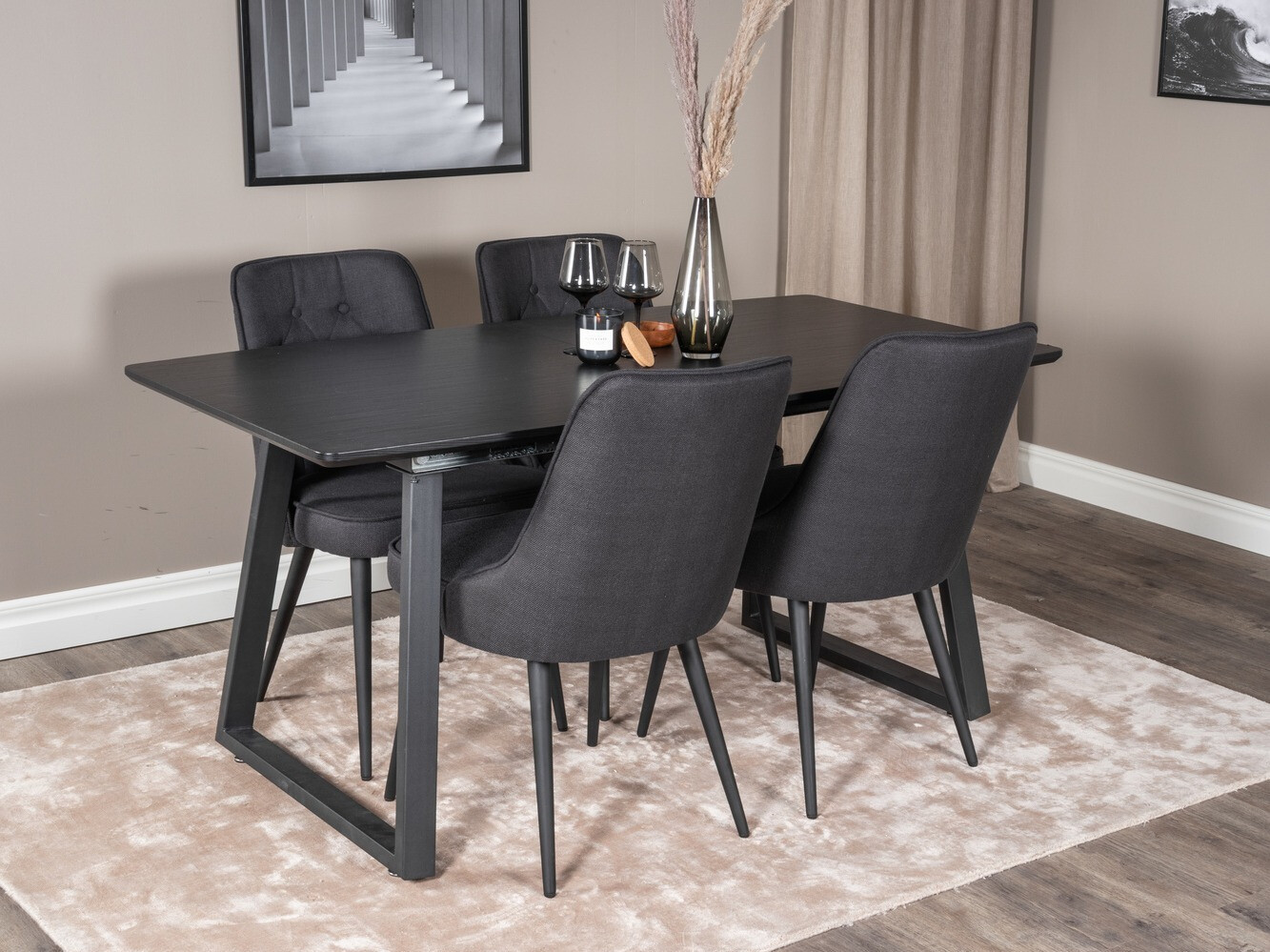 Conjunto de mesas y sillas para comedor Dallas 1994 (Negro)