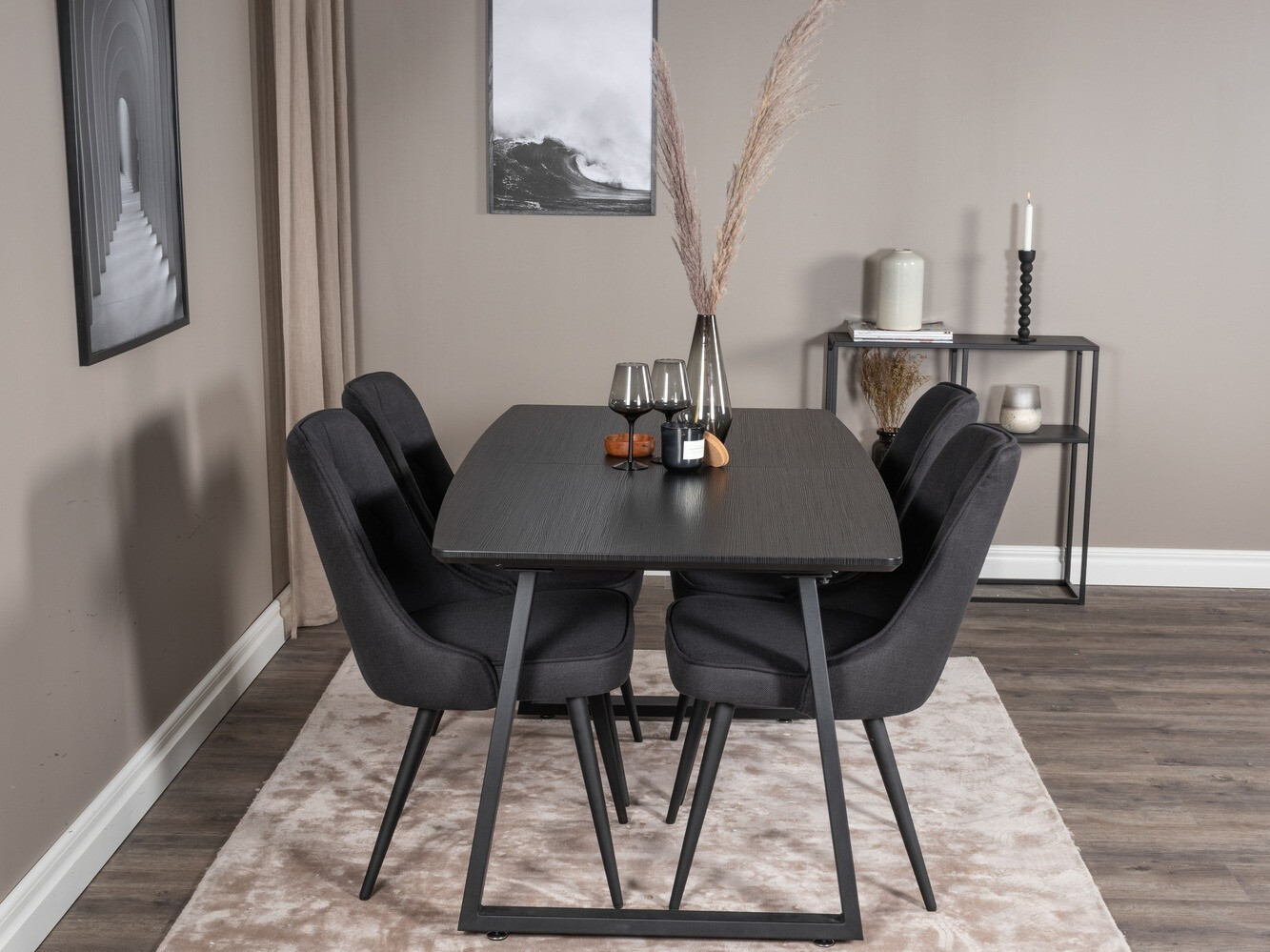 Conjunto de mesas y sillas para comedor Dallas 1994 (Negro)