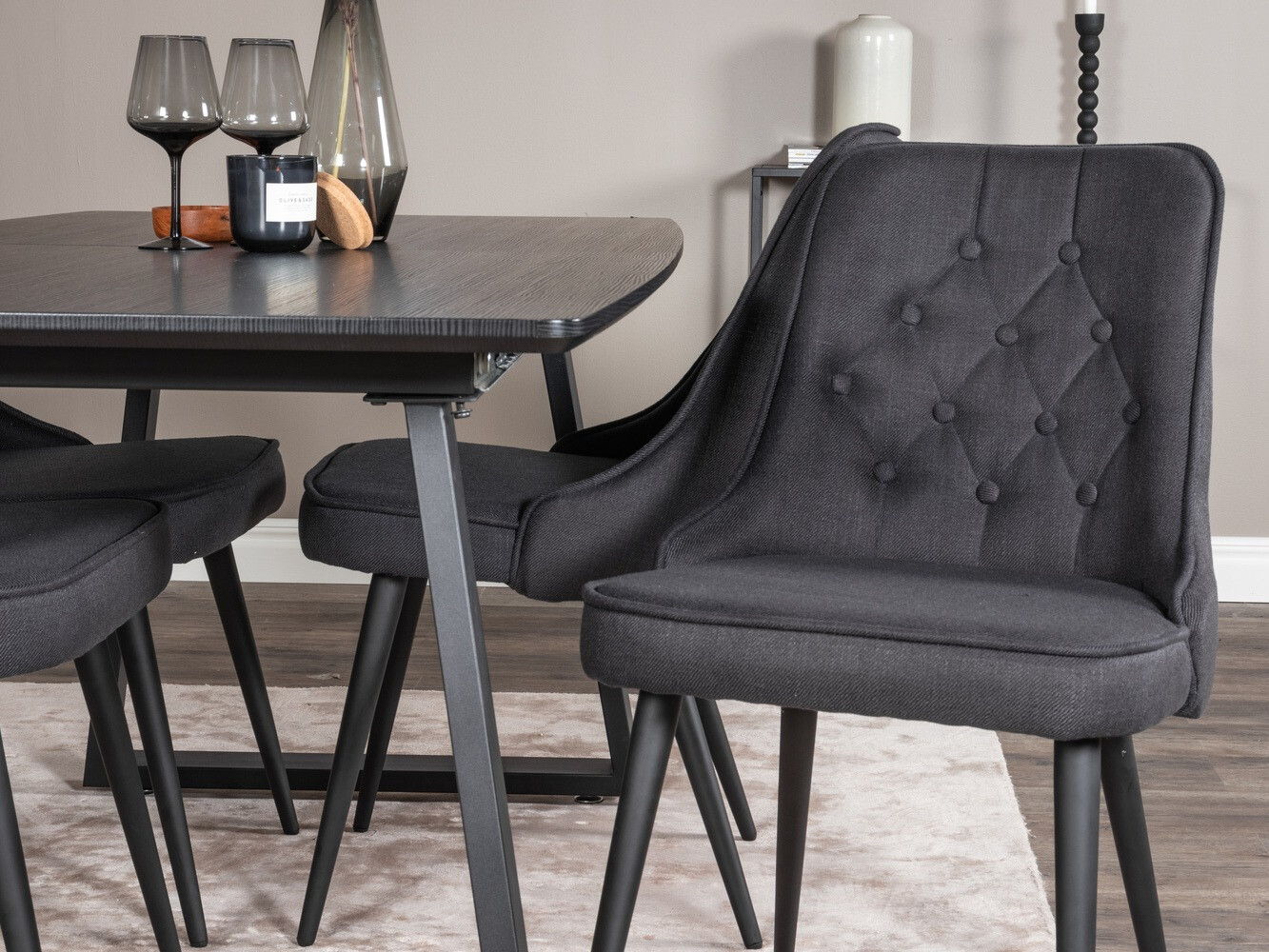 Conjunto de mesas y sillas para comedor Dallas 1994 (Negro)