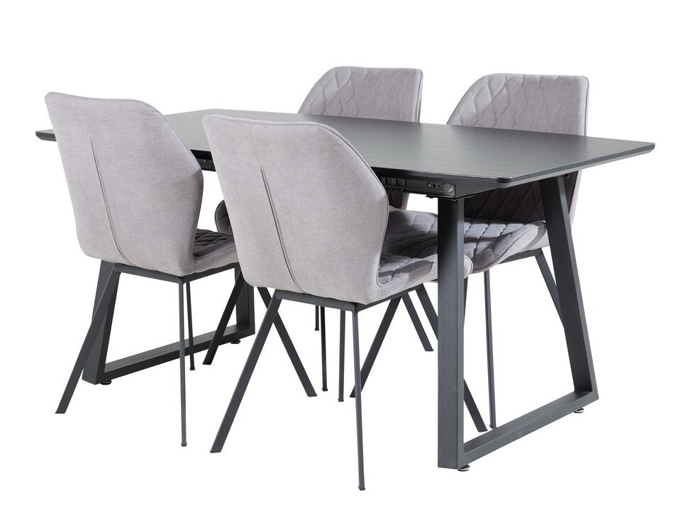 Conjunto de mesas y sillas para comedor Dallas 1997 (Negro + Gris)