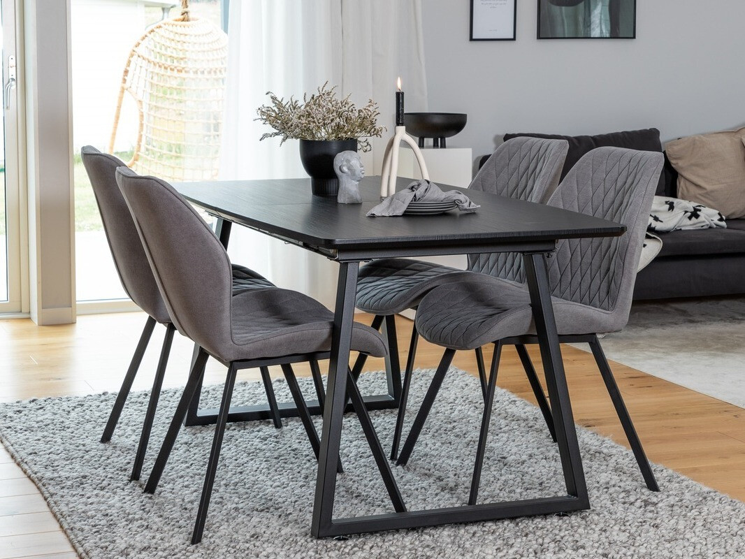 Conjunto de mesas y sillas para comedor Dallas 1997 (Negro + Gris)