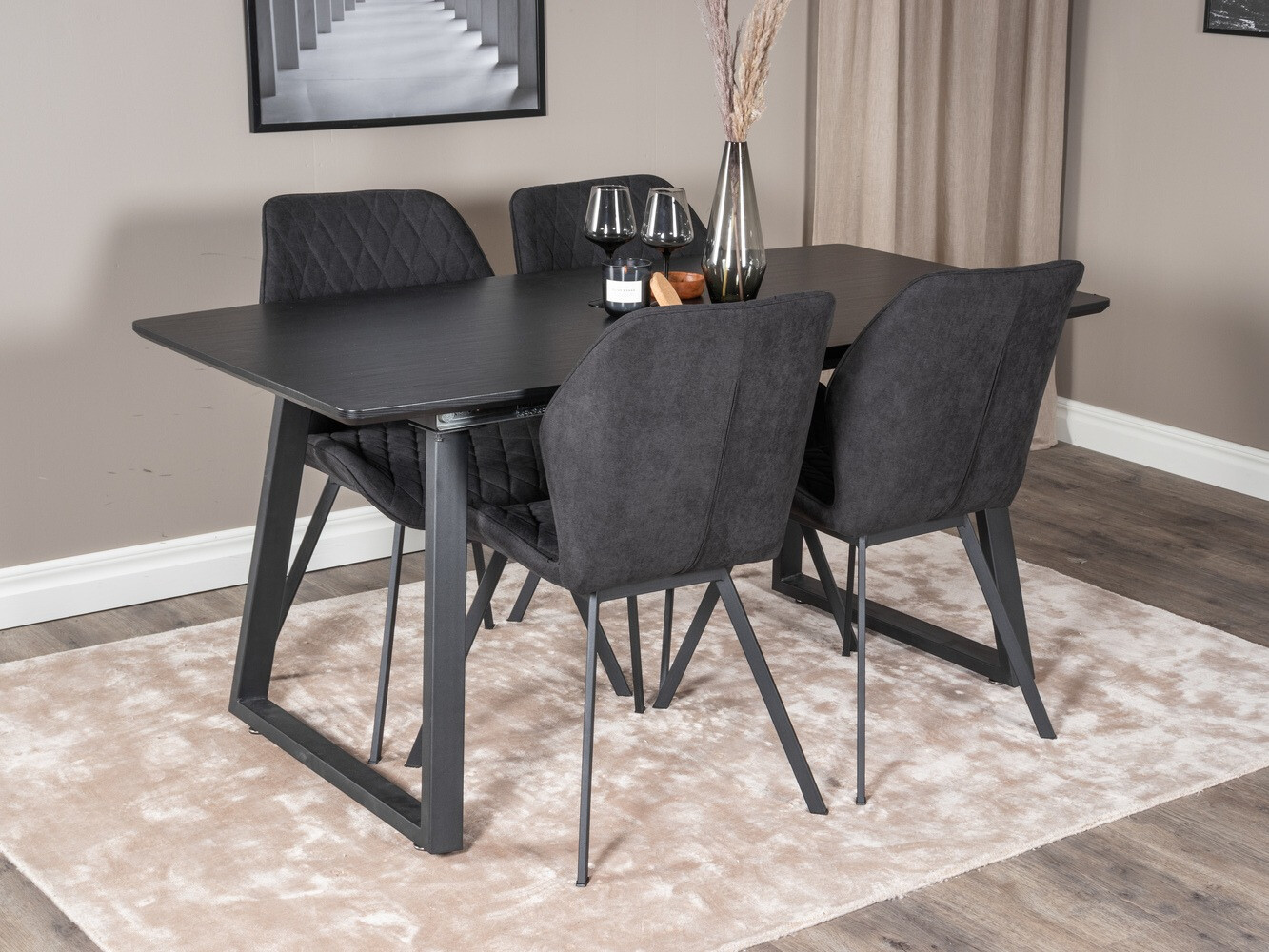 Conjunto de mesas y sillas para comedor Dallas 1997 (Negro)