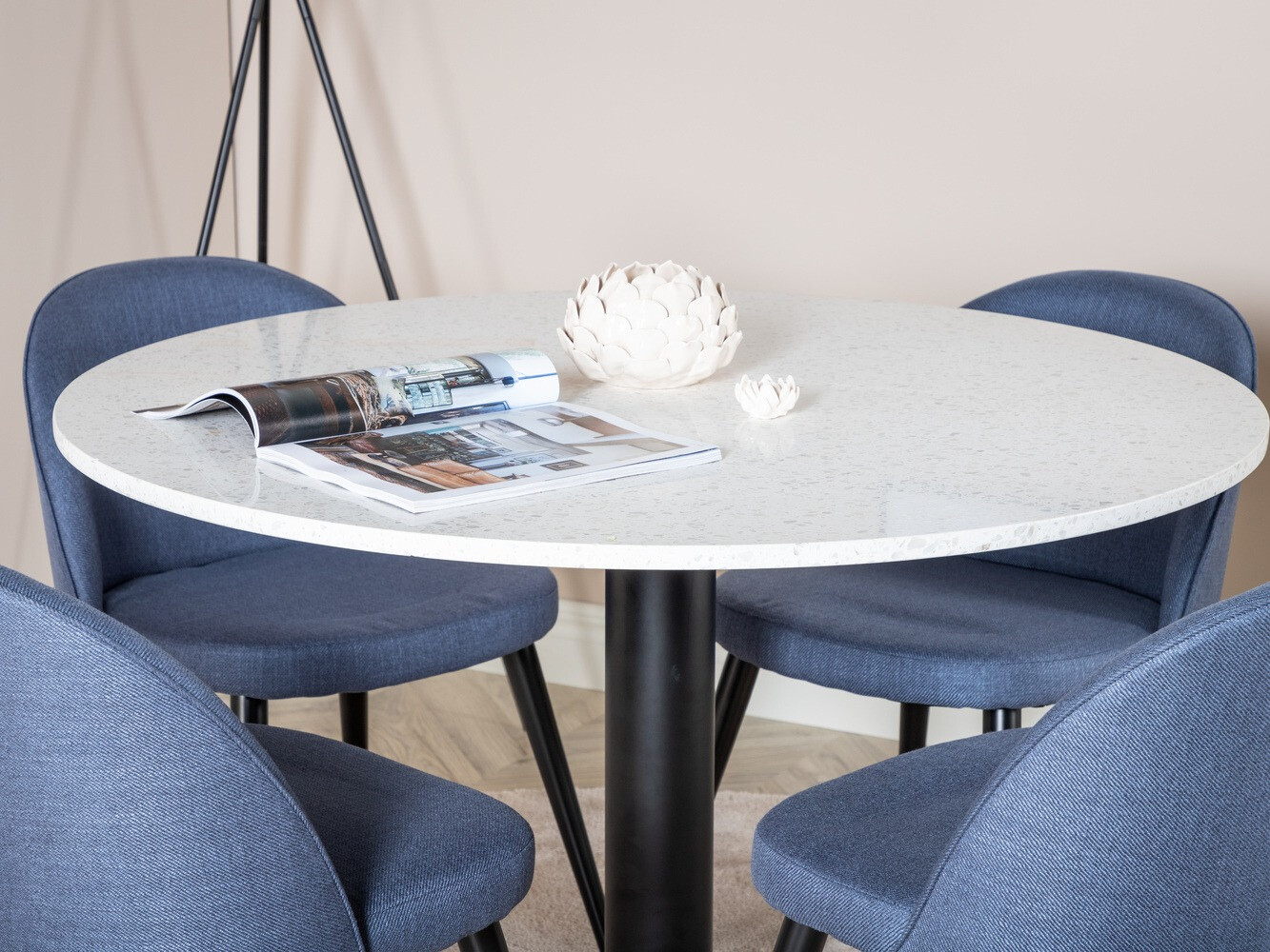 Conjunto de comedor Dallas 1107 (Azul + Negro)