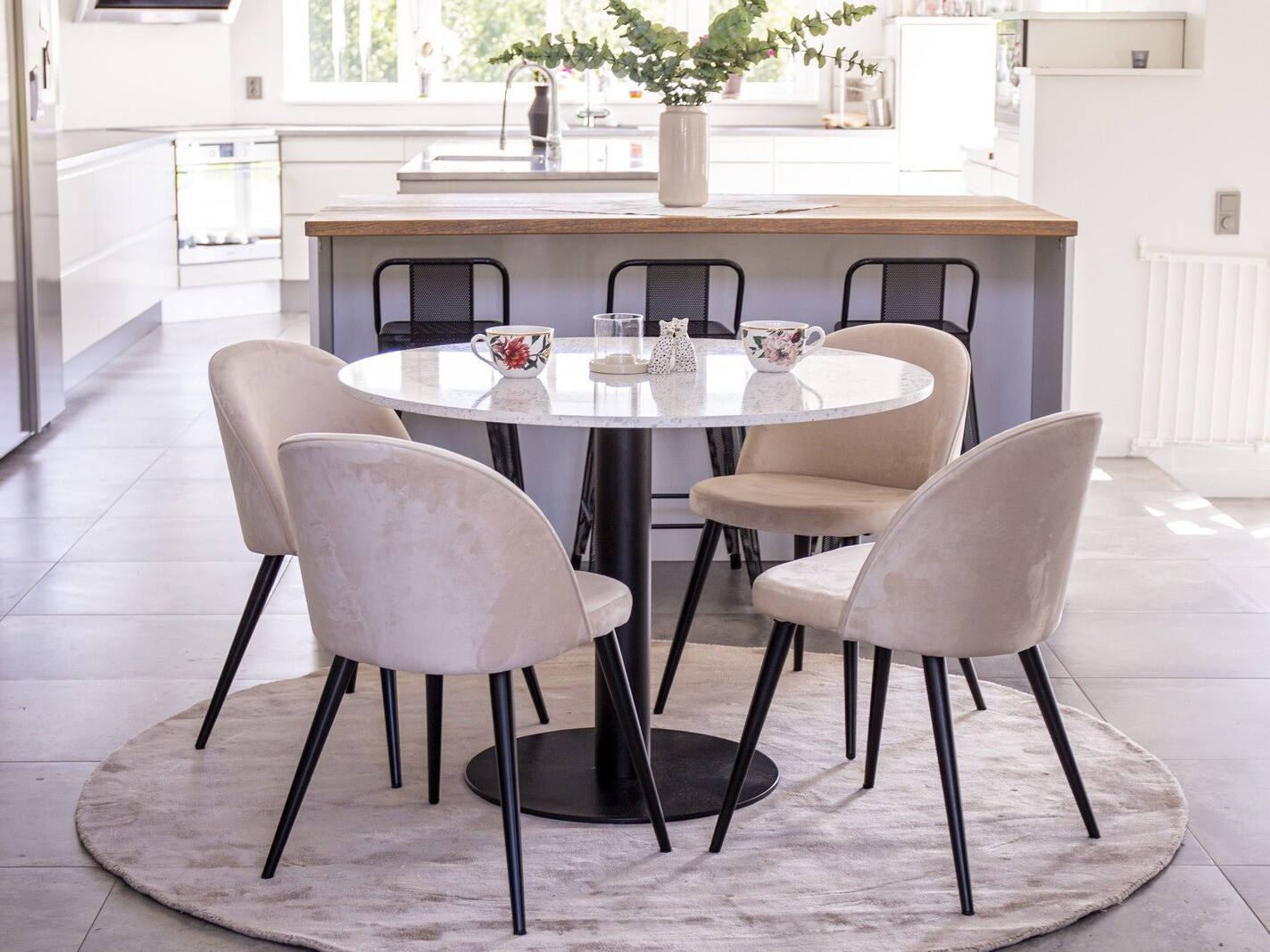 Conjunto de comedor Dallas 1107 (Crema + Negro)