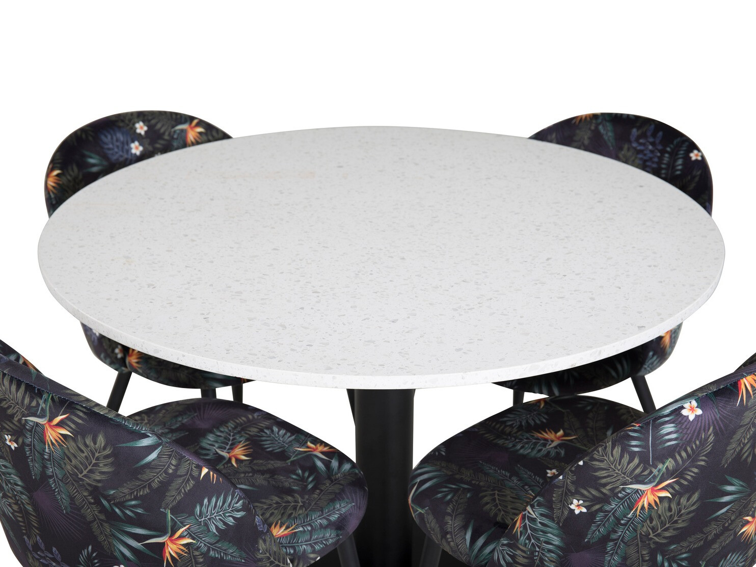 Conjunto de comedor Dallas 1107 (Patrón floral + Negro)