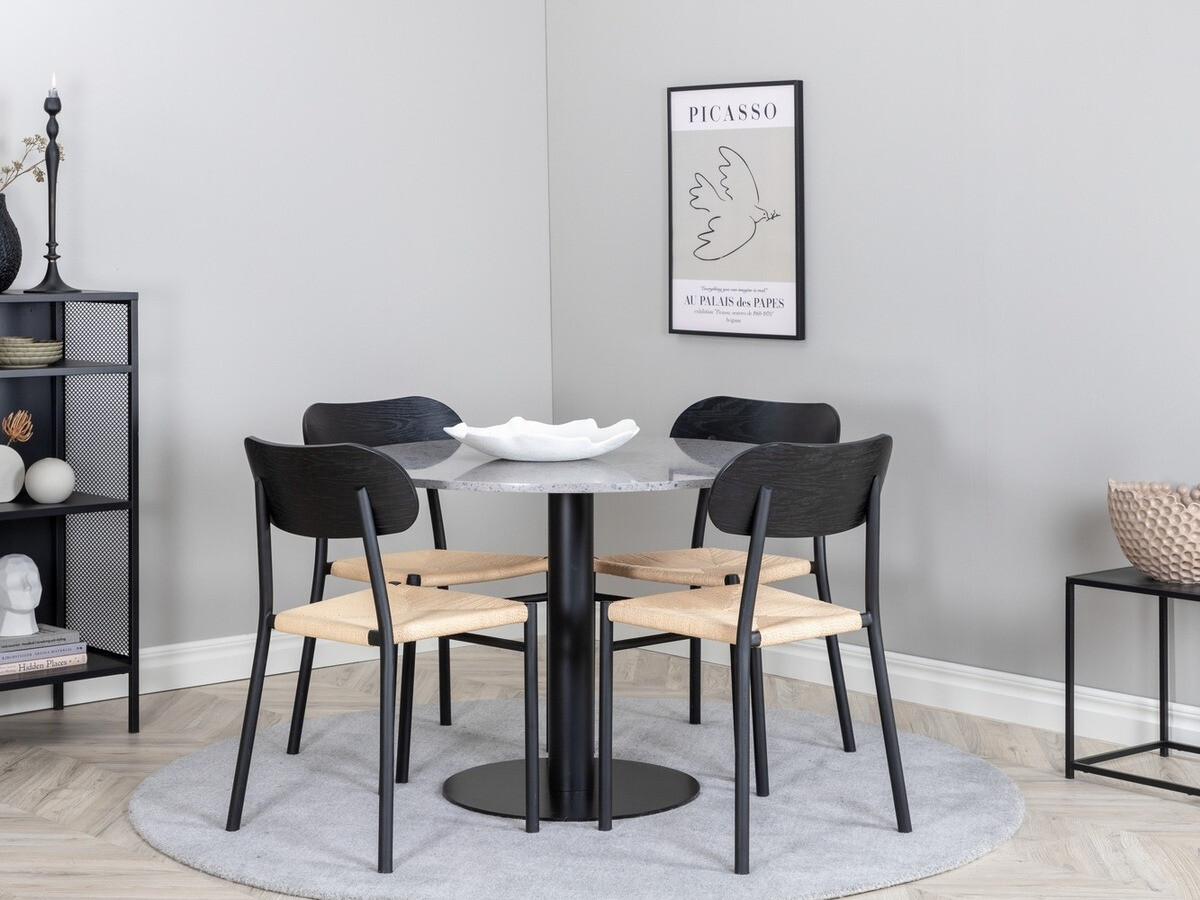 Conjunto de comedor Dallas 1137 (Luminoso madera + Negro)