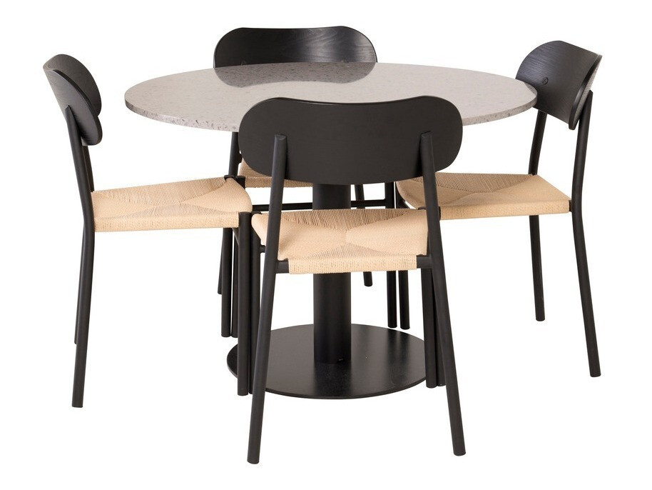 Conjunto de mesas y sillas para comedor Dallas 1137 (Luminoso madera + Negro)
