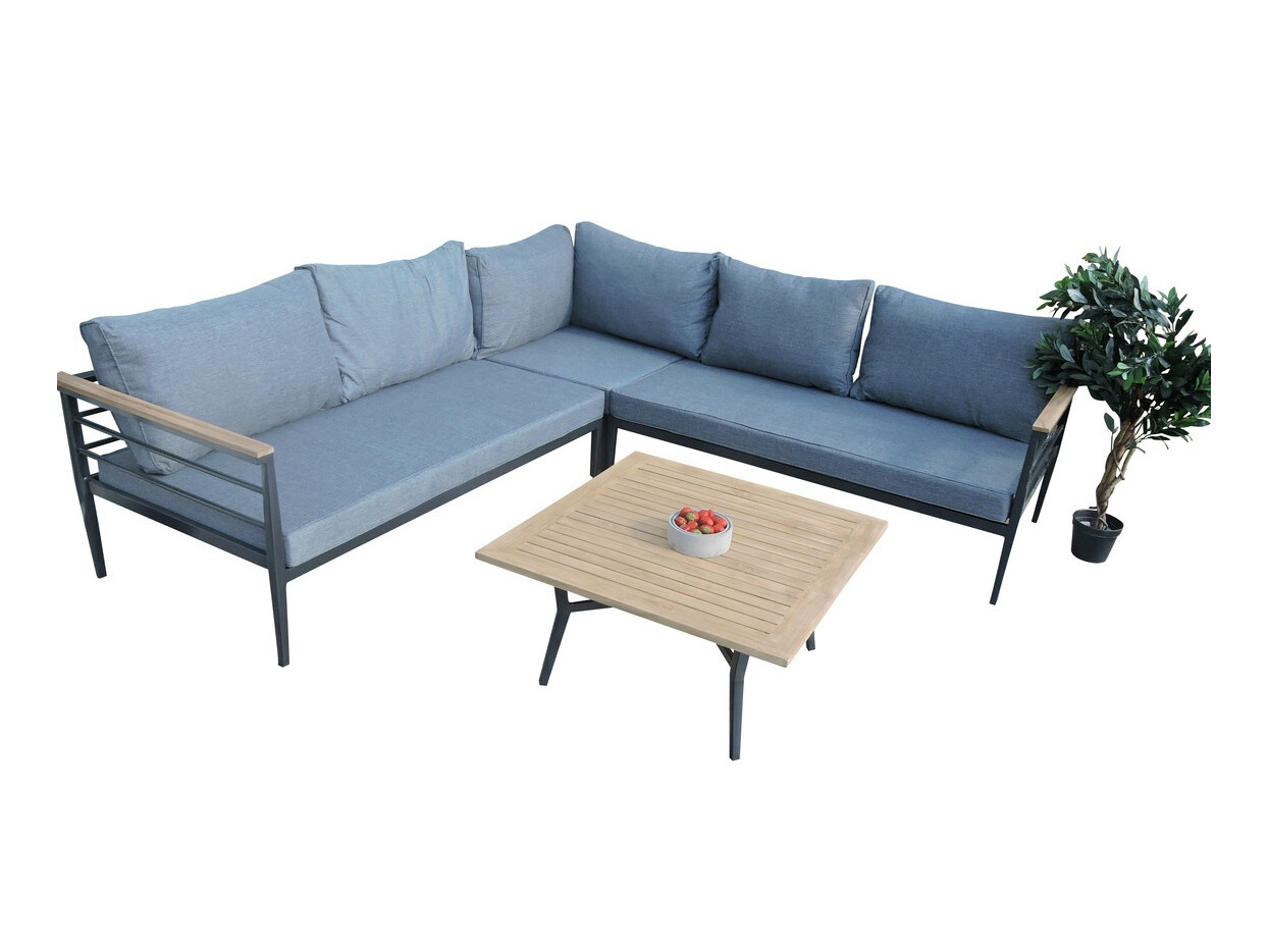 Conjunto de muebles de exterior Dallas 525 (Negro + Gris)