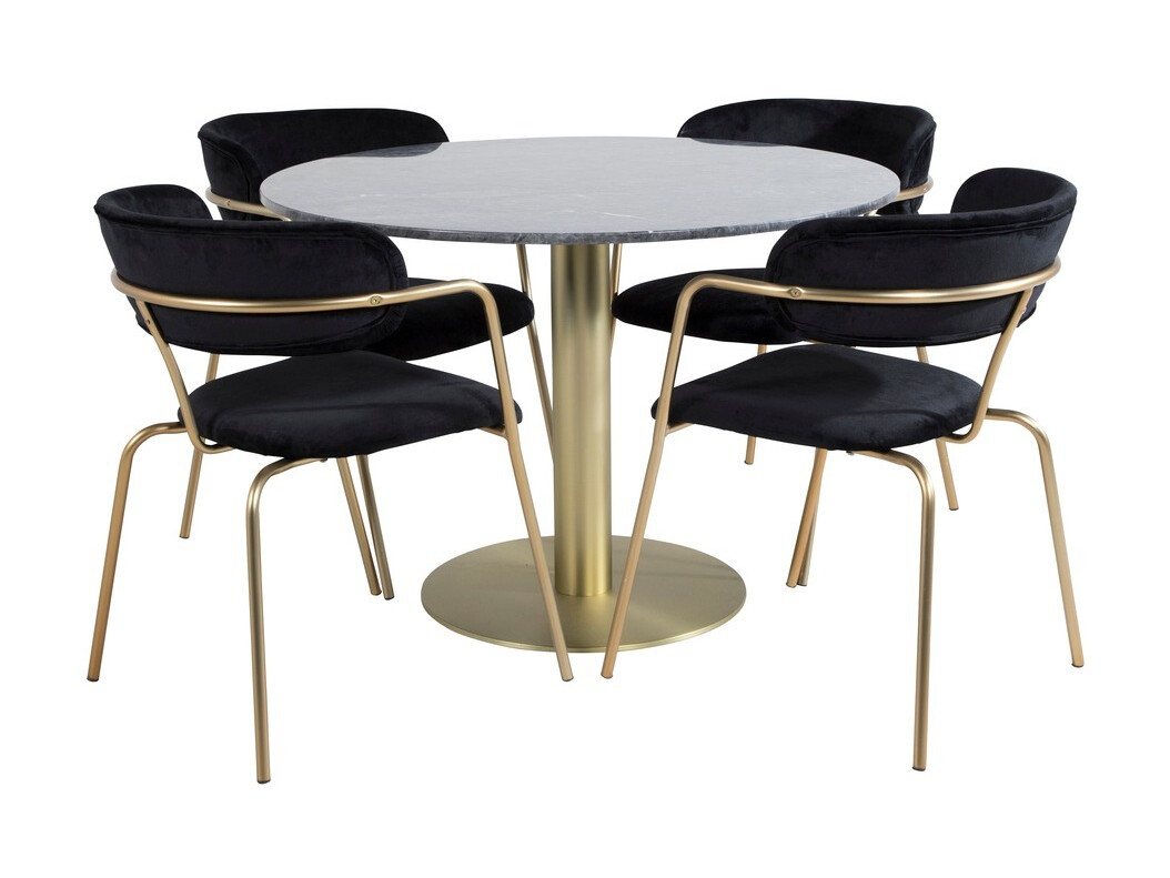 Conjunto de comedor Dallas 1208 (Negro + Dorado)
