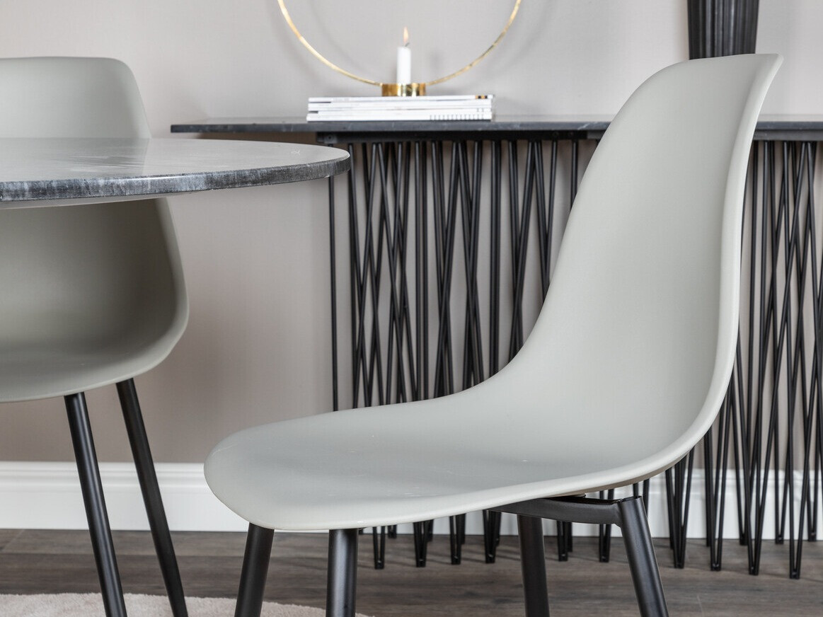 Conjunto de comedor Dallas 1214 (Gris + Negro)